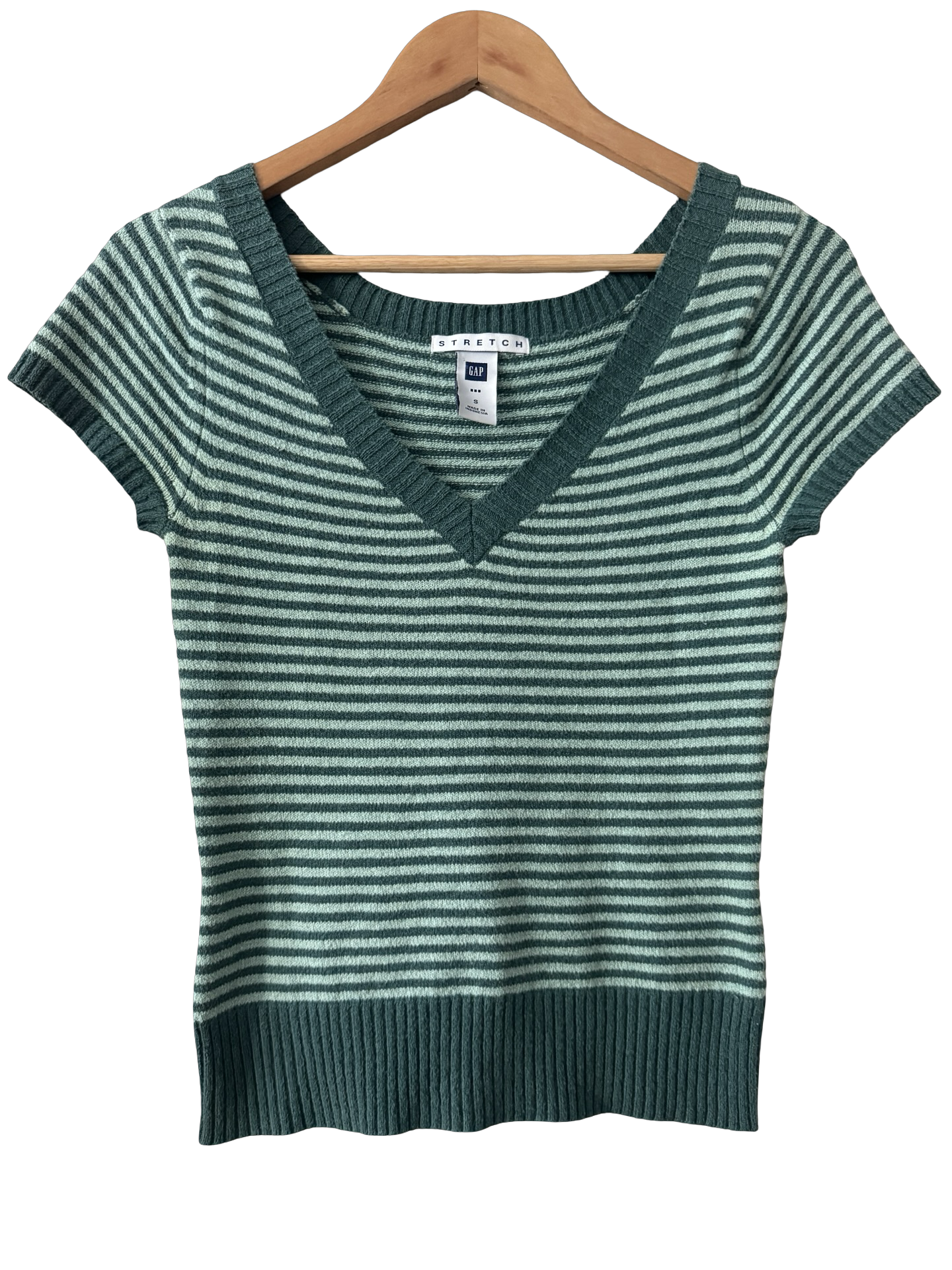 Vintage Y2K Forest Green Striped Knit Top (S/M)