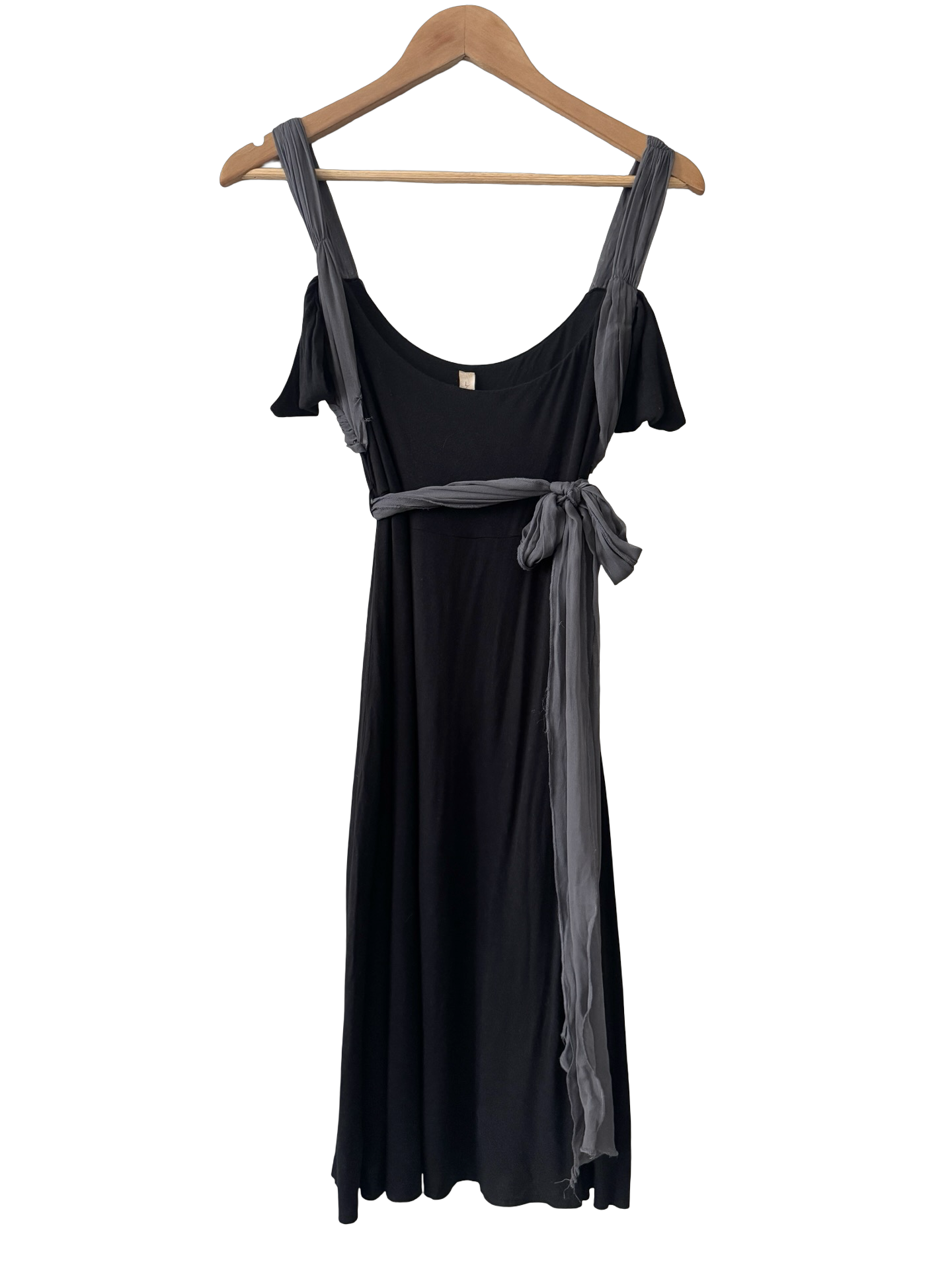 Vintage Y2K Midnight Ribbon Drop Tie Midi Dress (M)