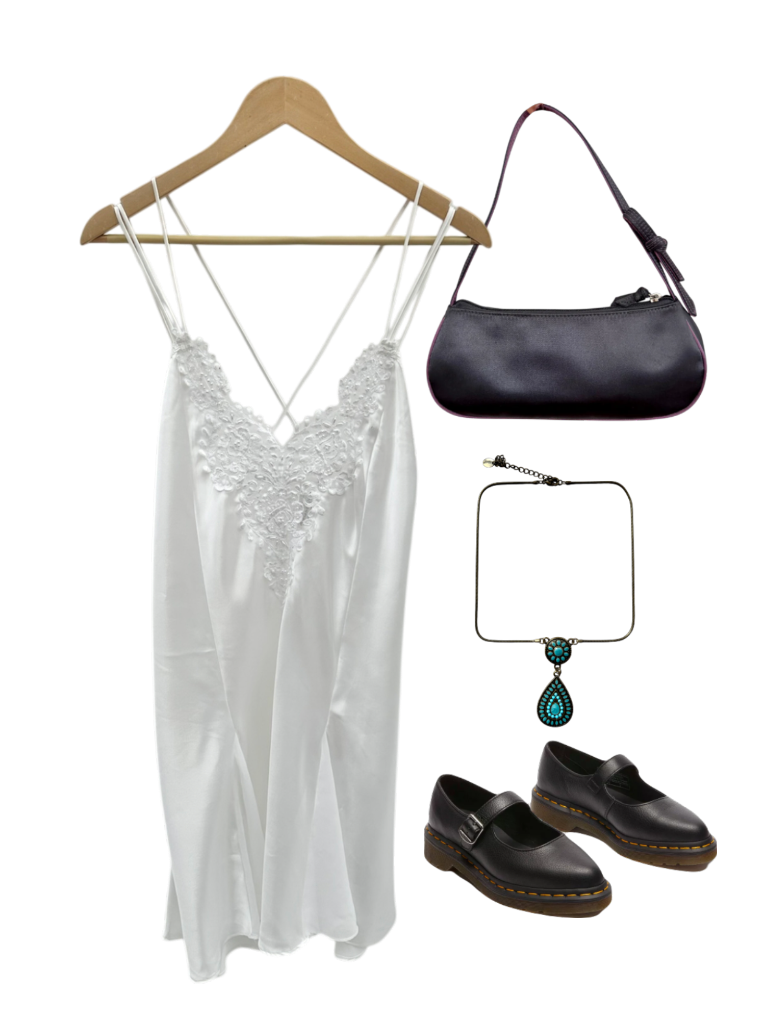 Vintage 90s Dainty Ivory Mini Slip Dress (L)
