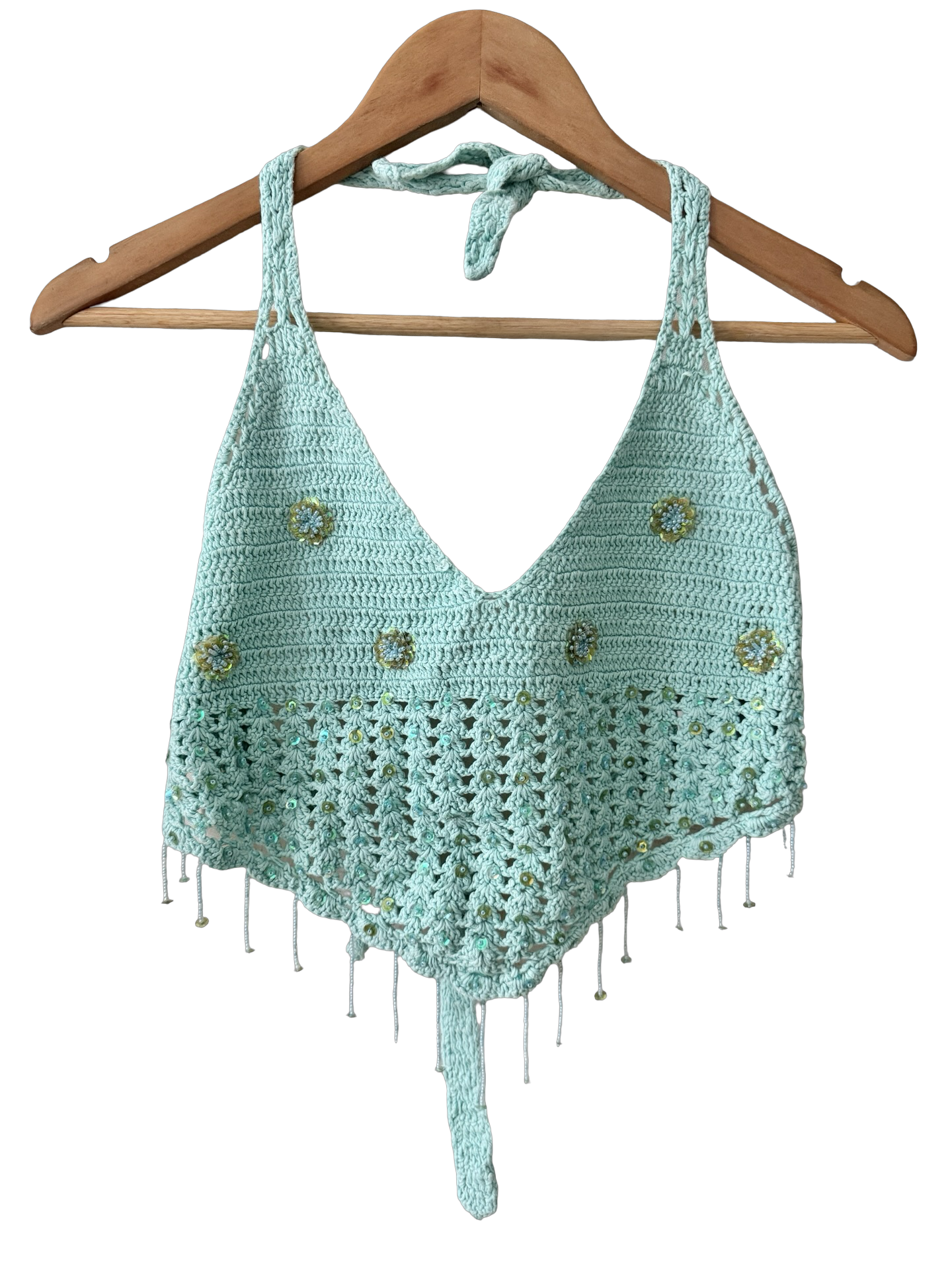 Vintage Y2K Seafoam Treasure Halter (S/M)