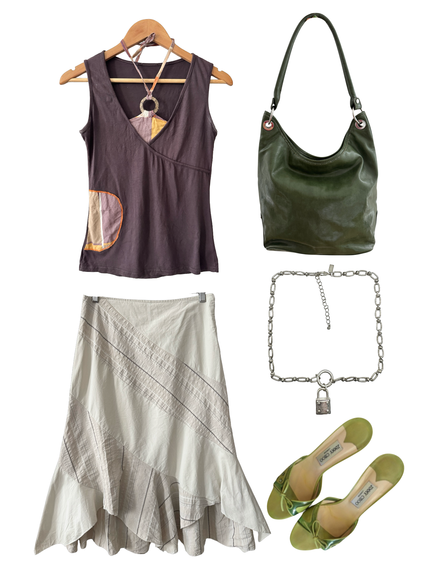 Vintage Y2K Cocoa Ring Halter Layered Tank (M)