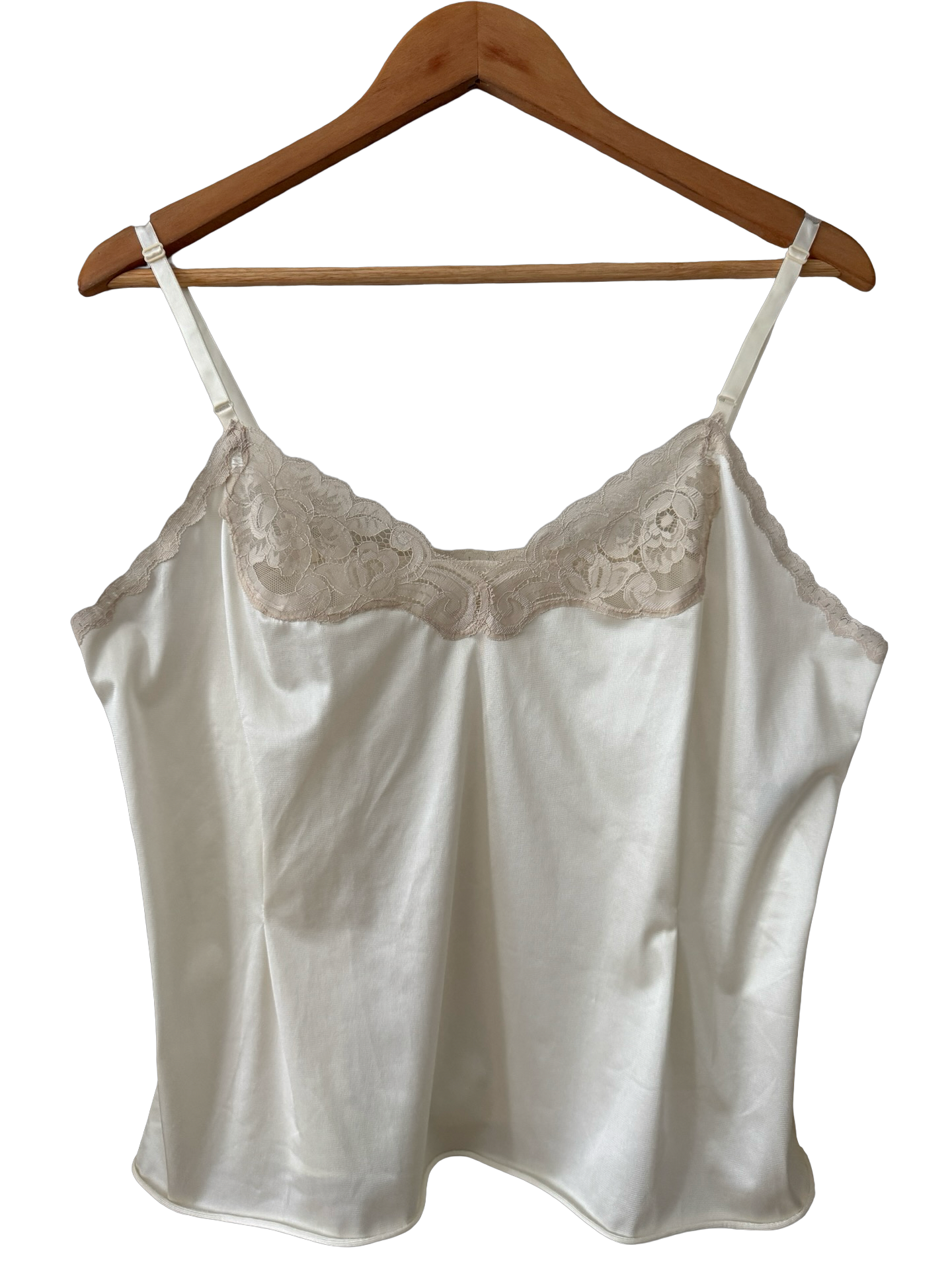 Vintage  60s Ivory Lace-Trim Camisole (L)