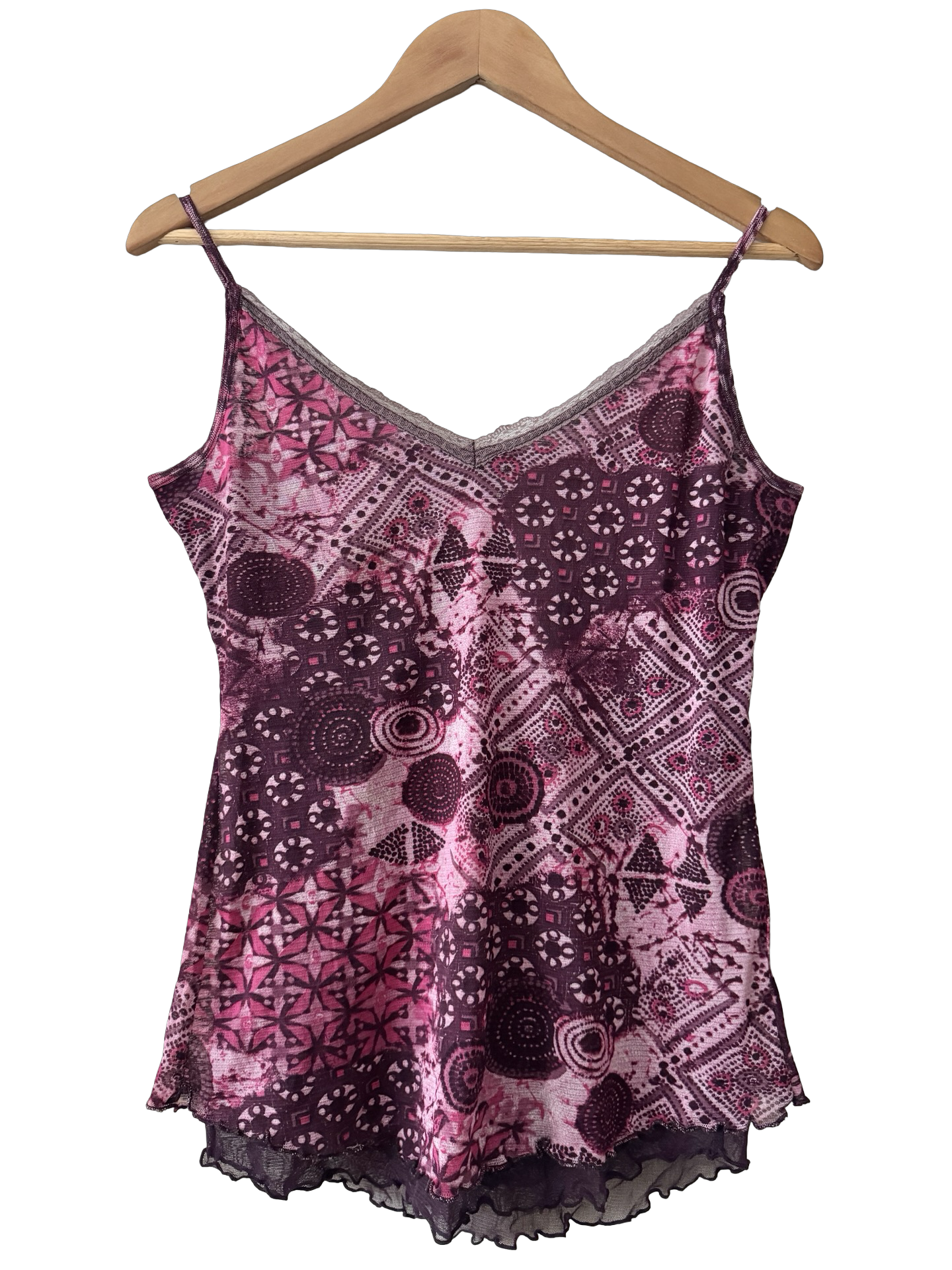 Vintage 90s Midnight Mosaic Mesh Cami (L)