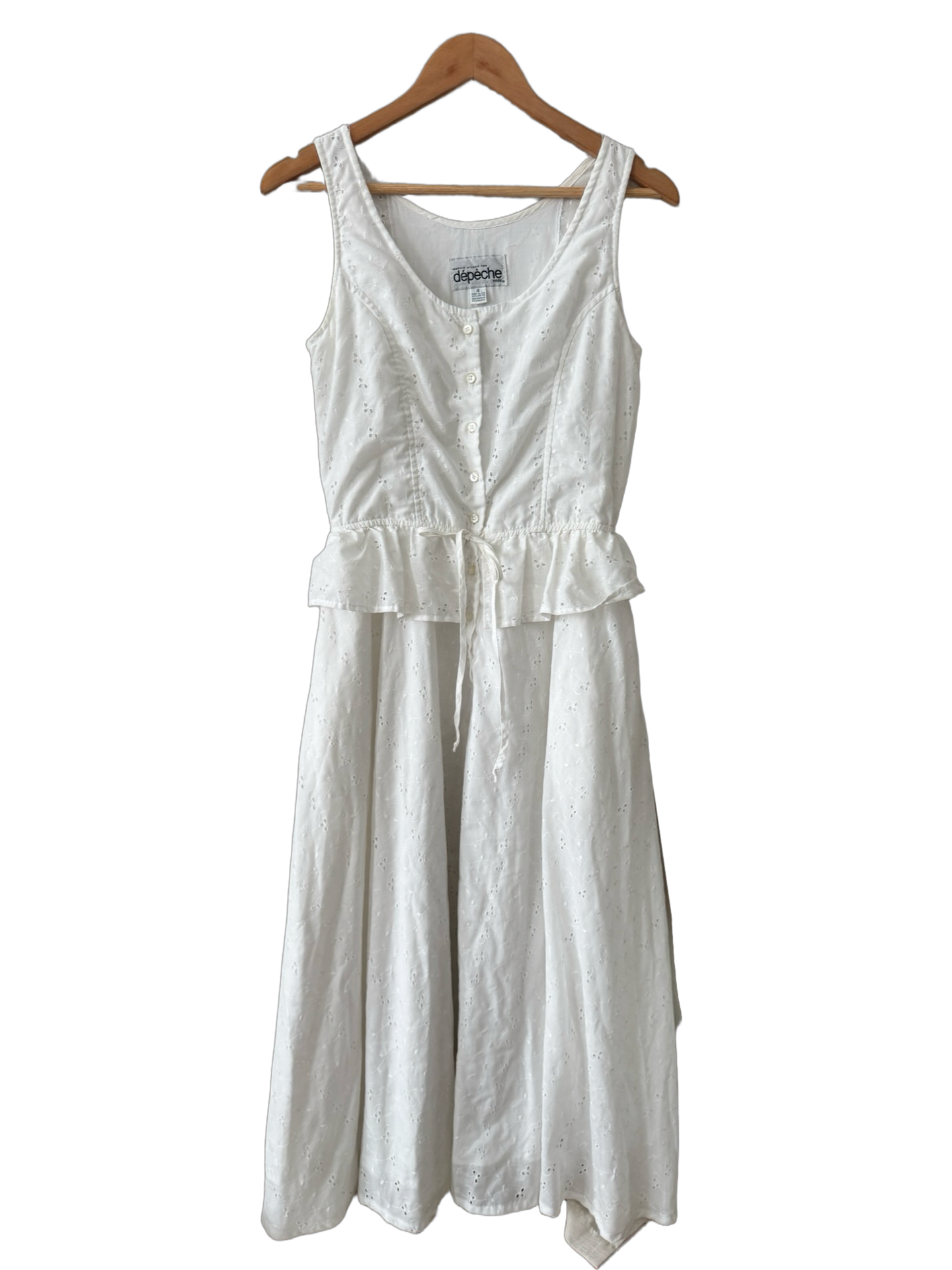 Vintage 90s Cotton Eyelet Prairie Dress (S/M)