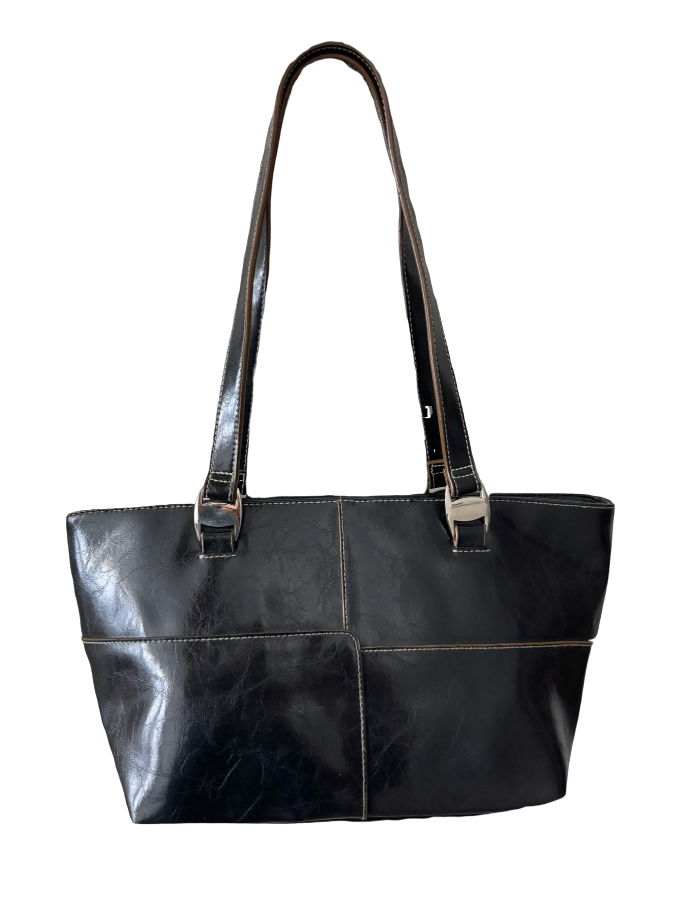 Vintage Y2K Downtown Black Paneled Tote