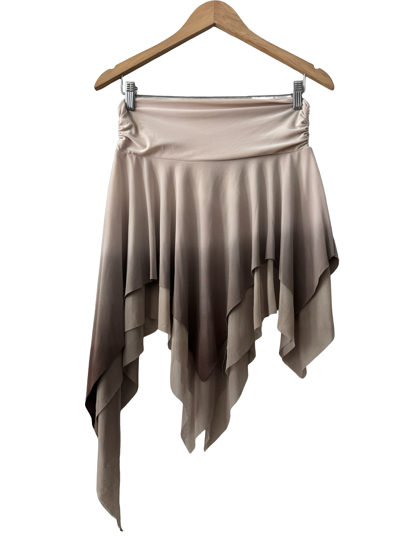 Vintage 90s Via Monte Taupe Handkerchief Hem Mini Skirt (S/M)