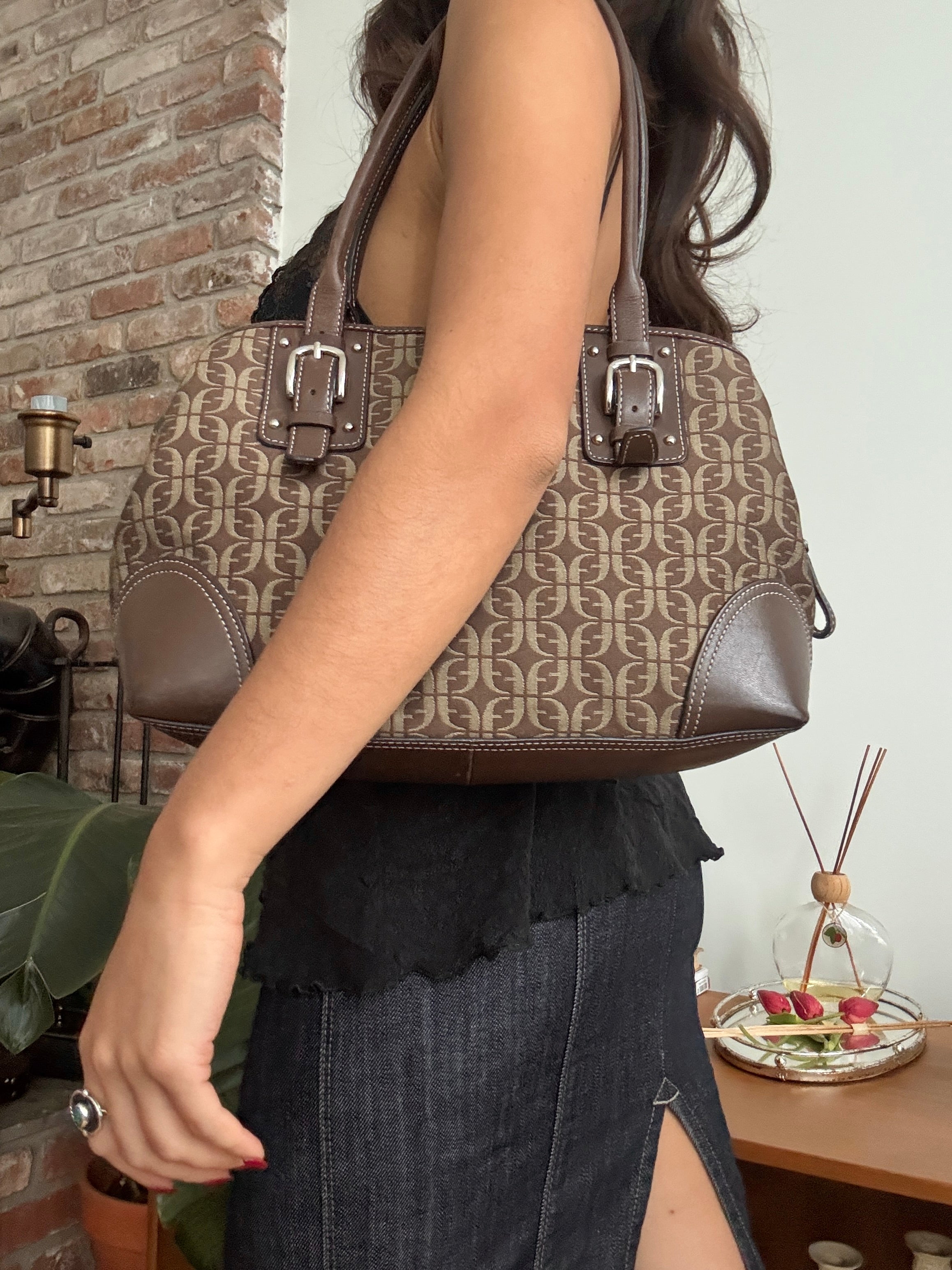 Vintage Y2K Fossil Monogram Shoulder Bag