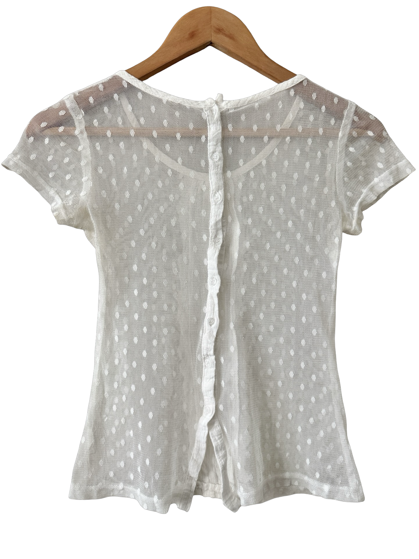 Vintage Y2K Angel Kiss Sheer Polka Dot Mesh Top(S)