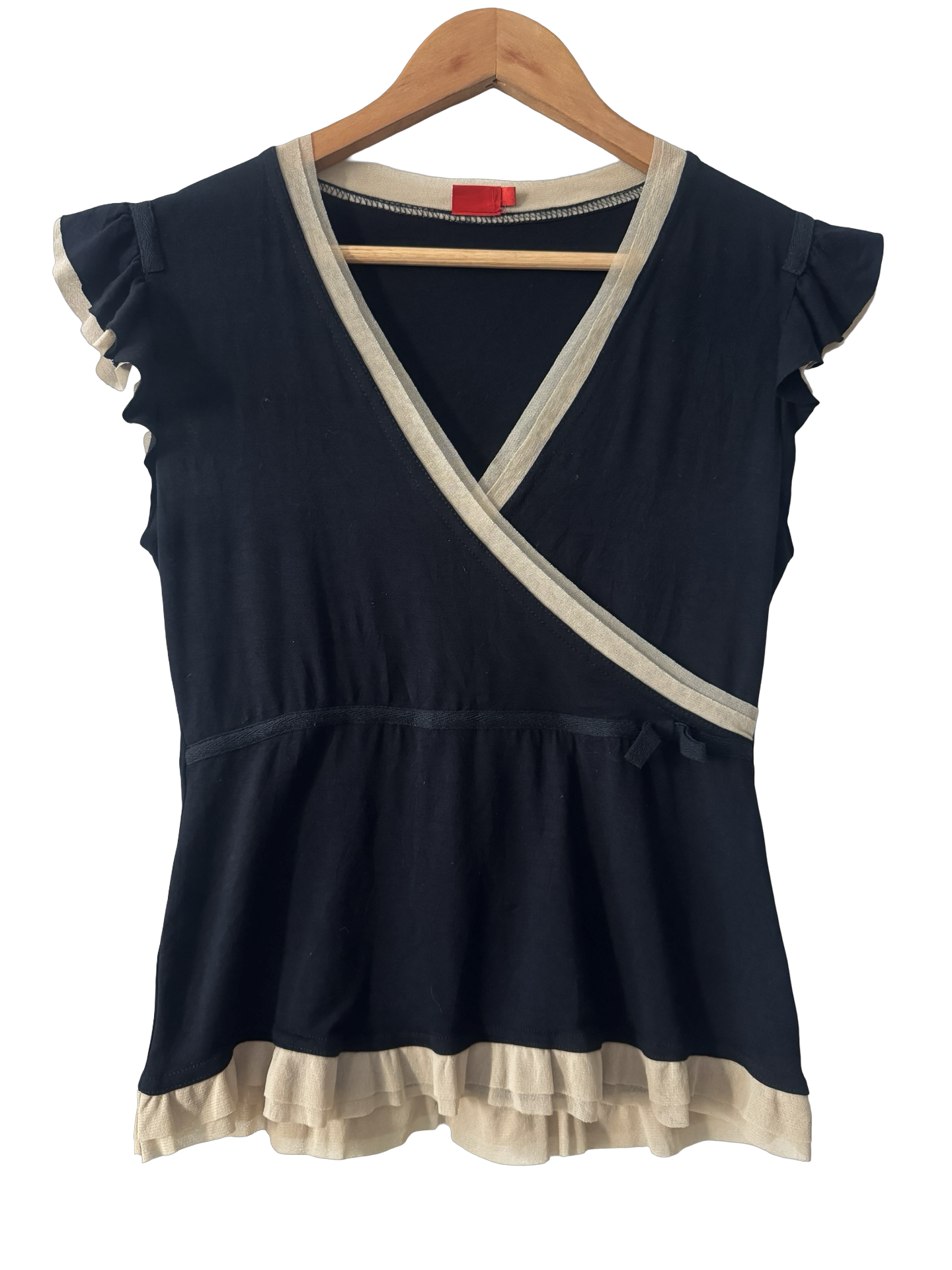 Vintage Y2K Parisian Schoolgirl Ruffle Top (M)