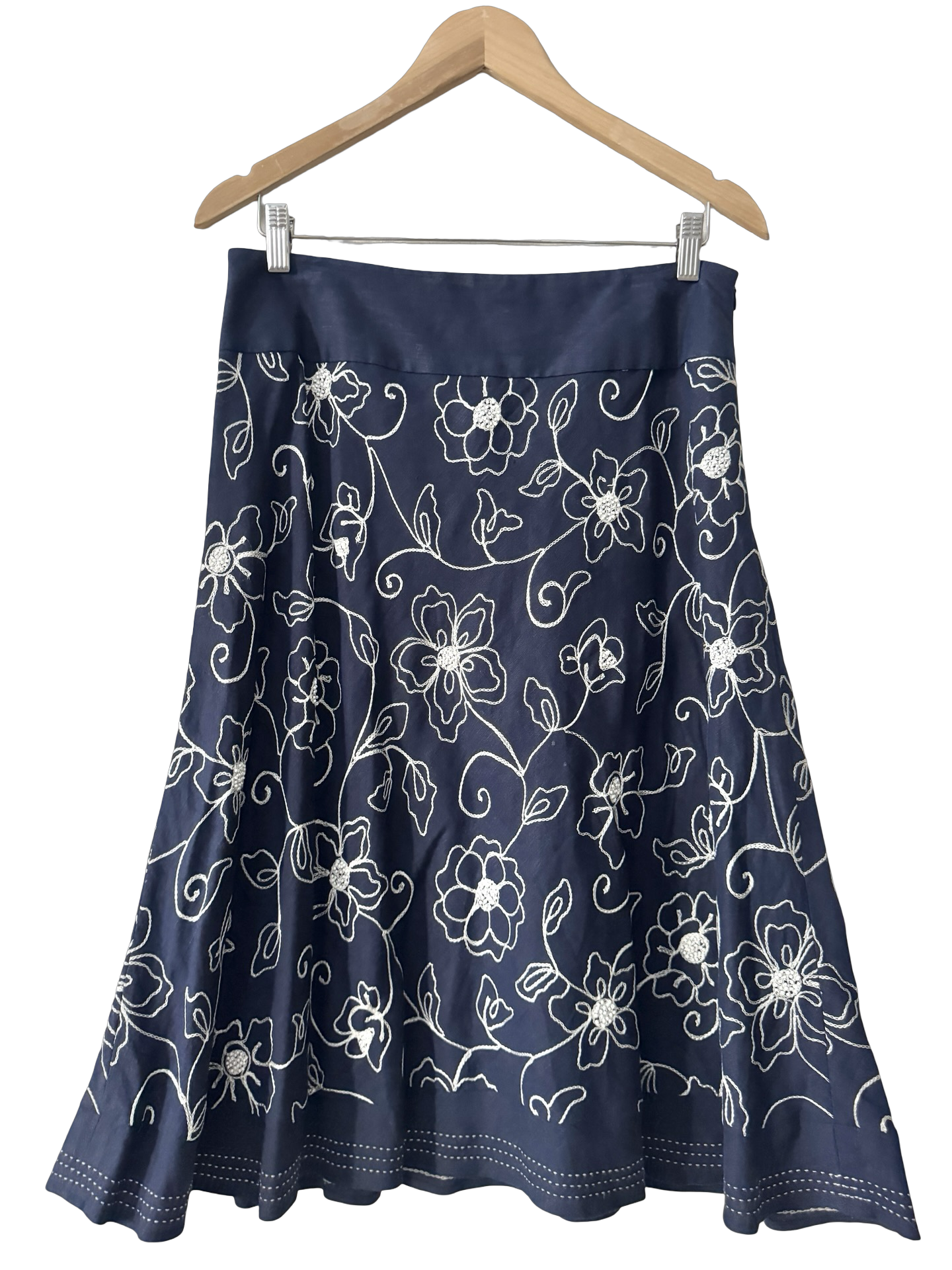 Vintage Y2K Midnight In Bloom Embroidered Midi Skirt (M)