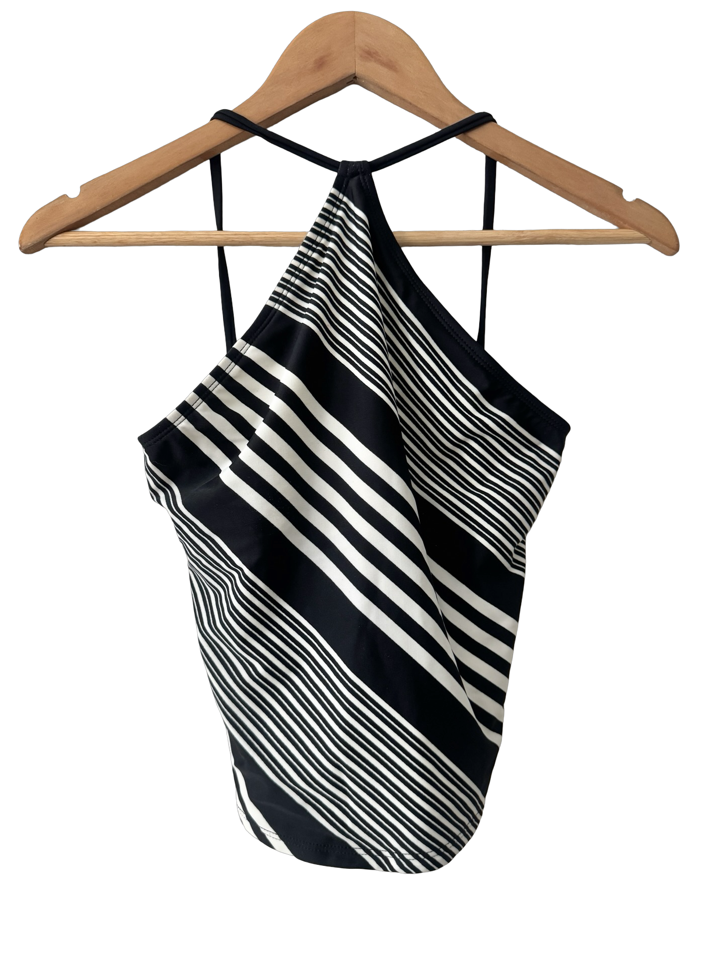 Vintage Y2K Monochrome Stripe High Neck Top (XS/S)