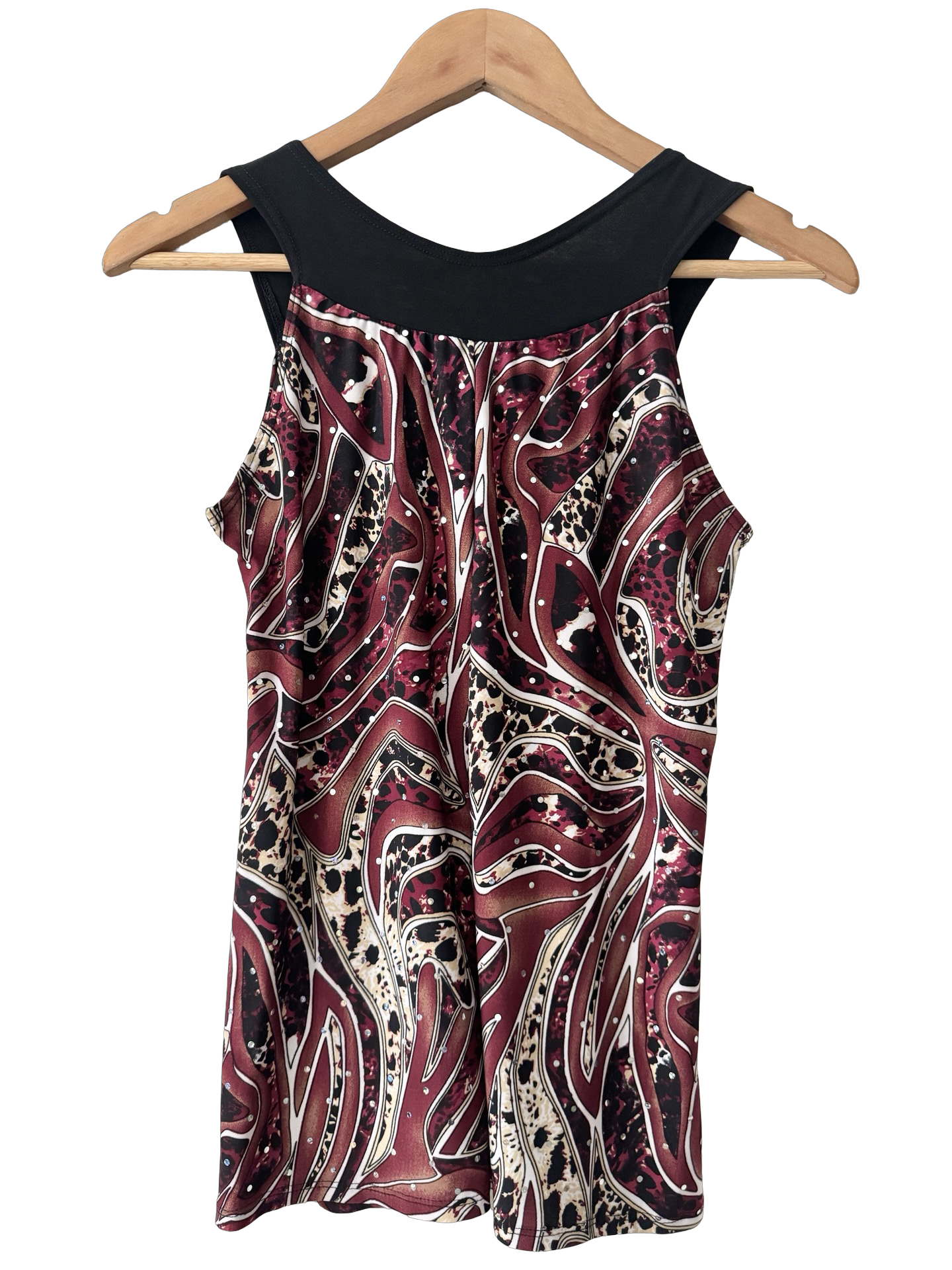 Vintage 90s Burgundy Abstract Print Top (M/L)