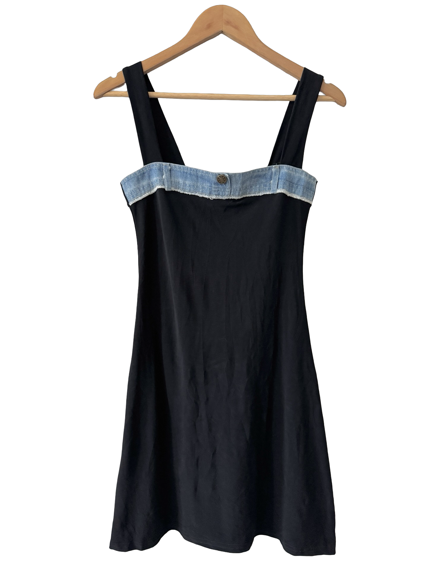 Vintage Y2K Miel Paris Denim Trim Mini Dress (S)