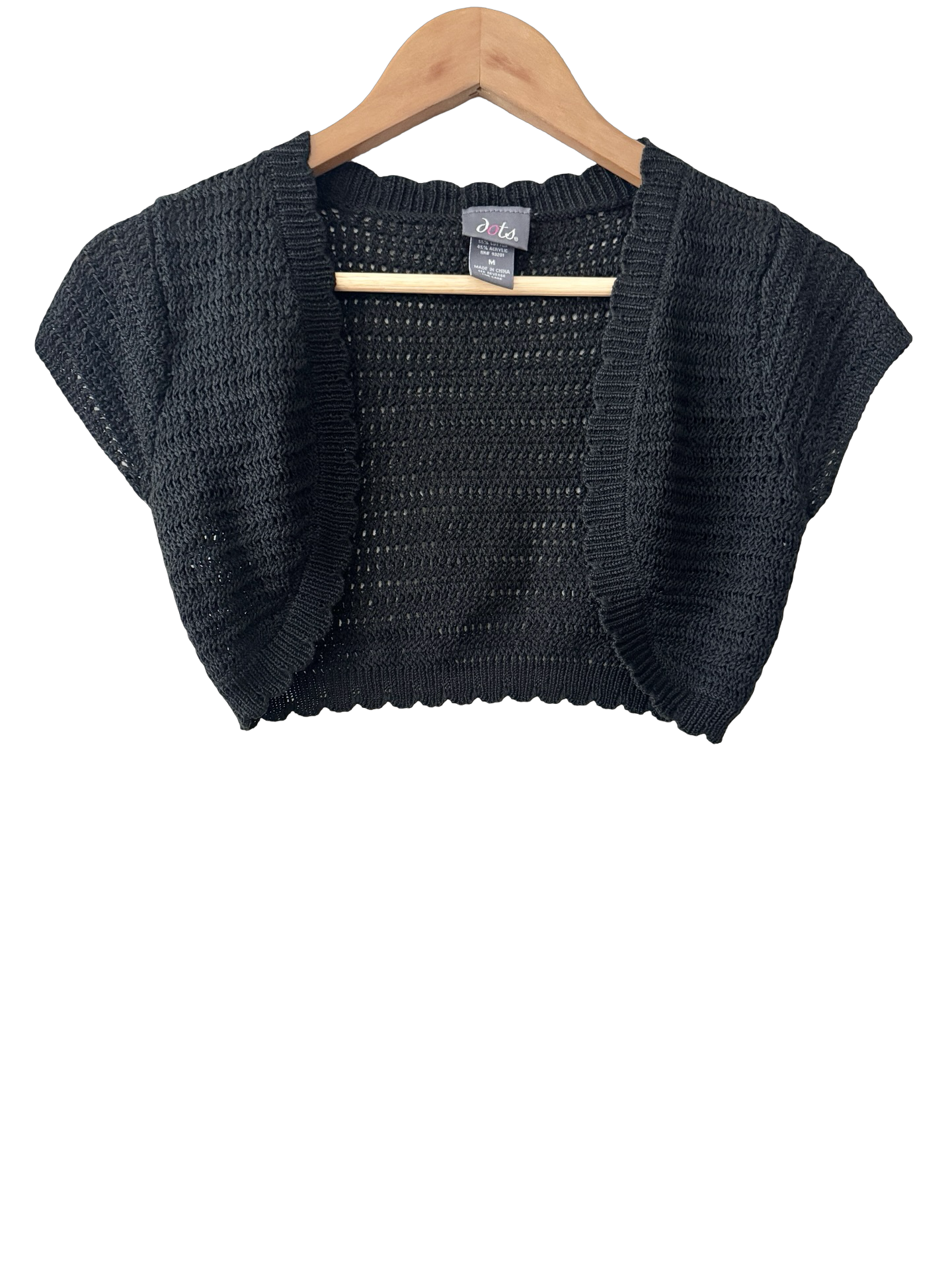 Vintage Y2K Midnight Crochet Shrug (S)