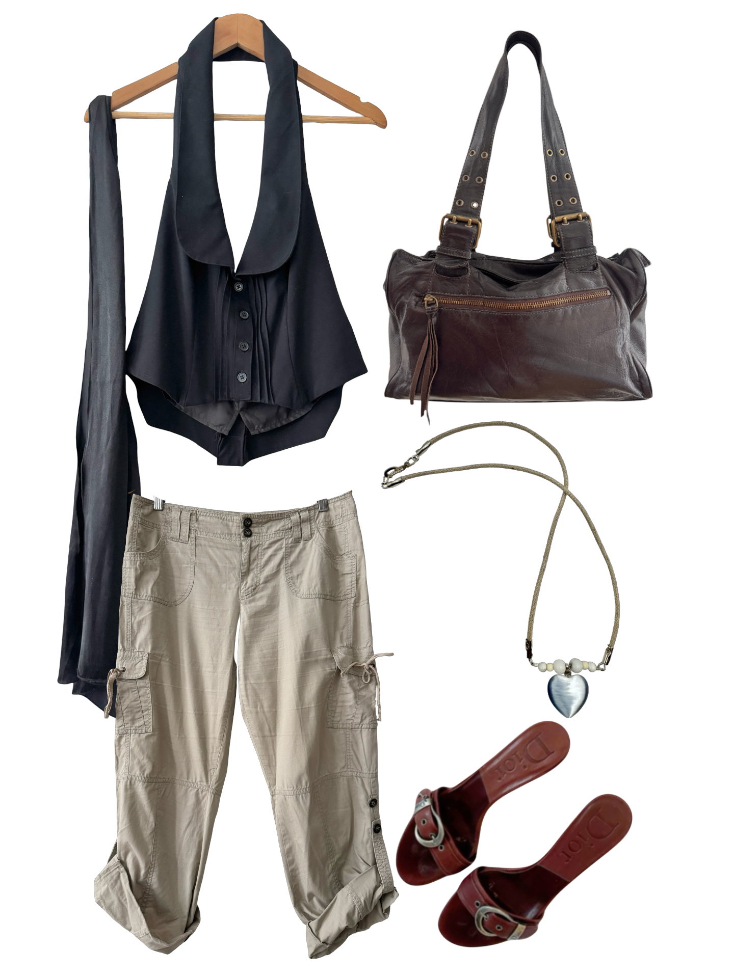 Y2K Sand Utility Cargo Capri Pants (M)