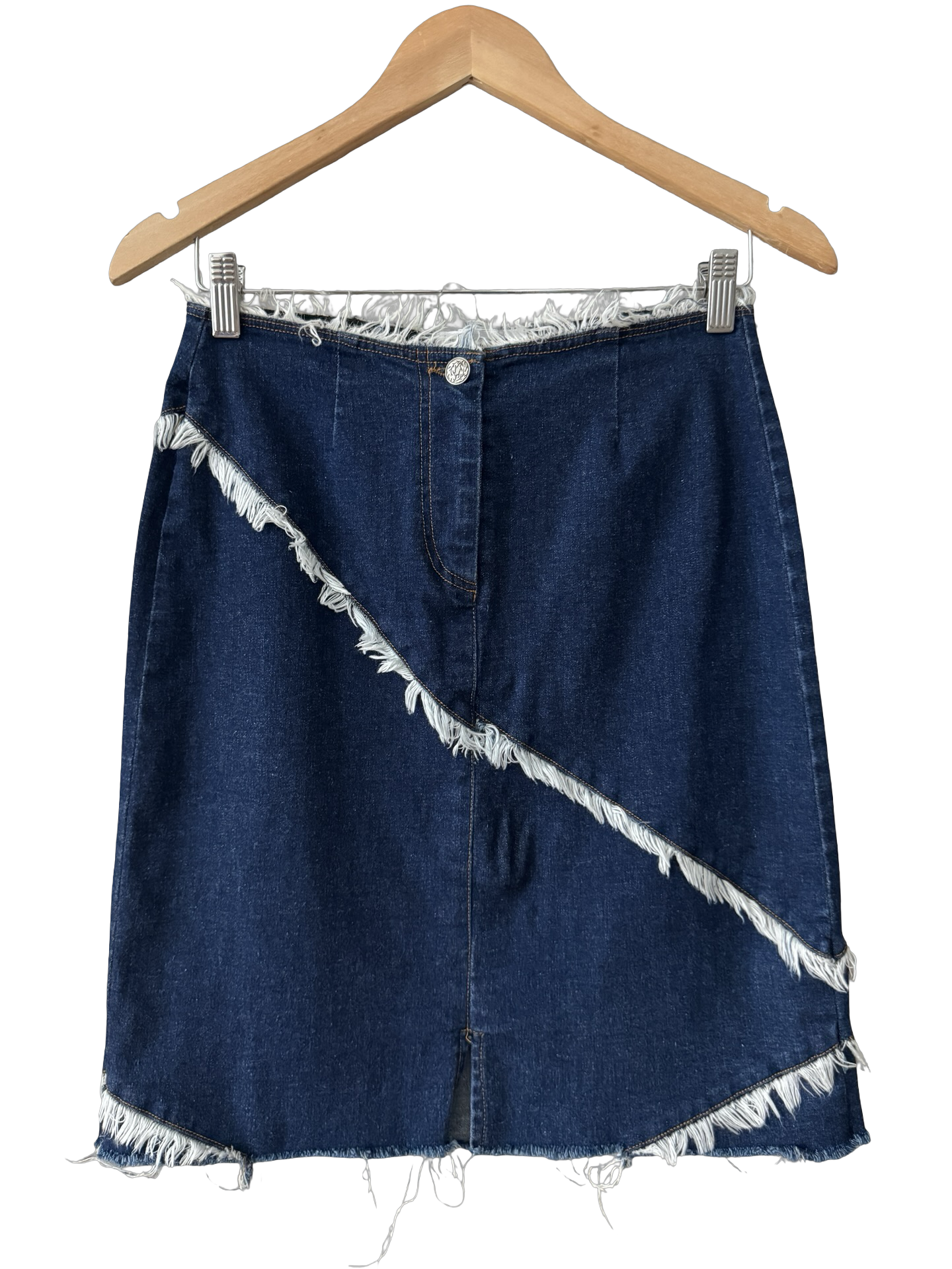 Vintage 90s Indie Raw Edge Denim Midi Skirt (S)