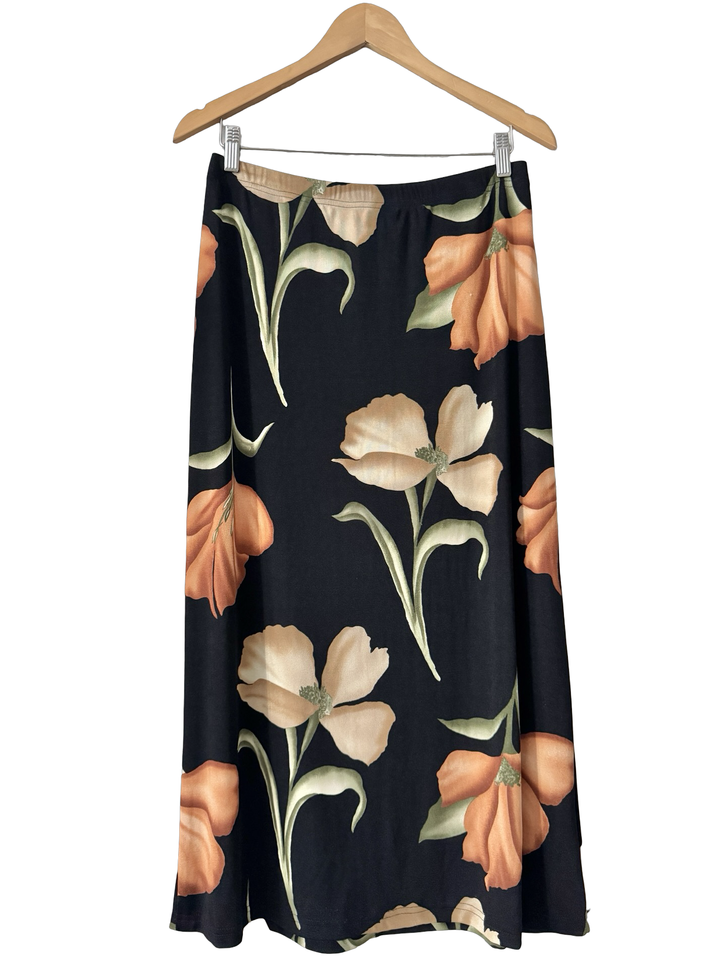 Vintage 90s Poppy Field Floral Midi Skirt (M)