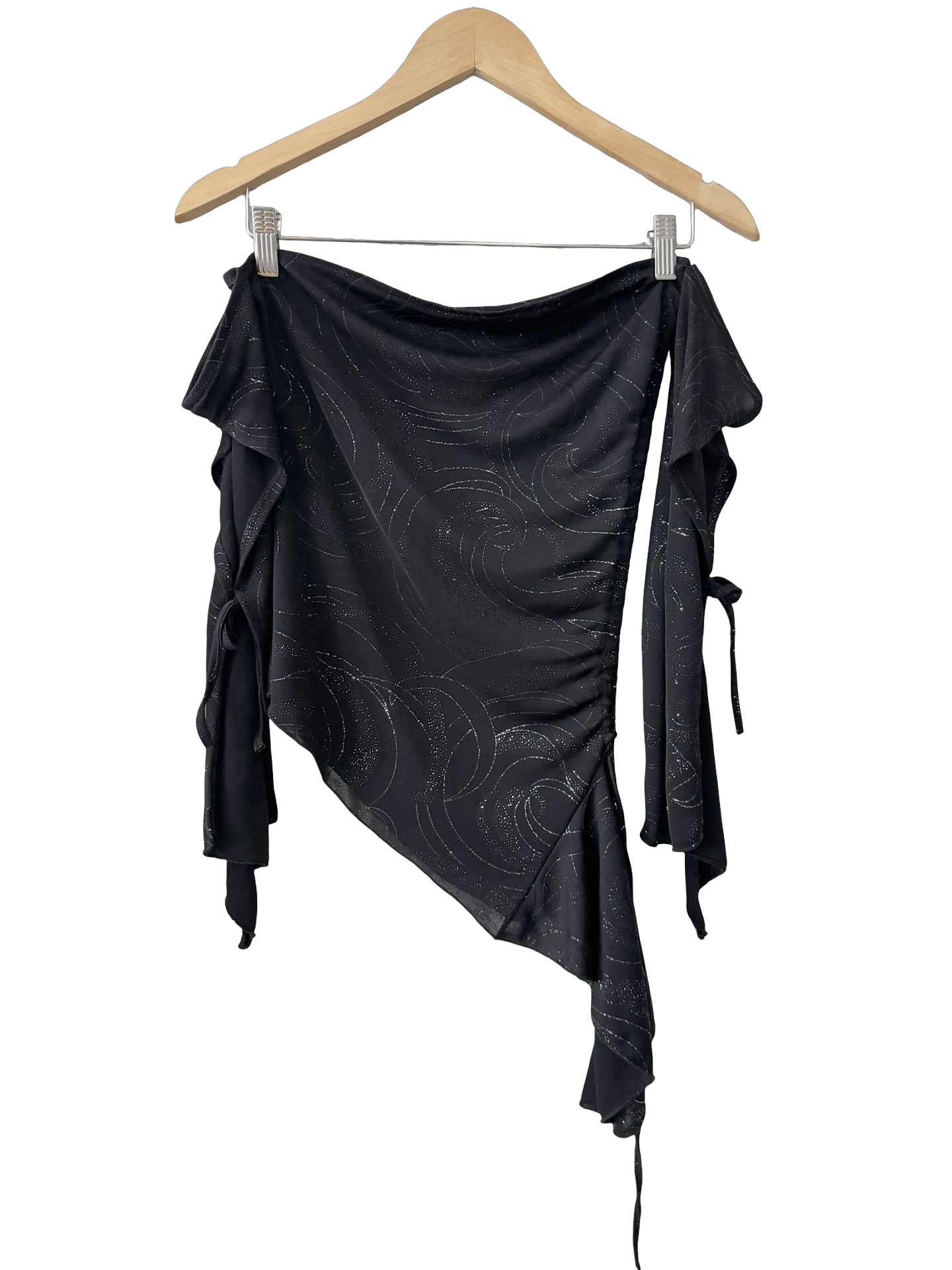 Vintage 90s Midnight Stardust Asymmetrical Wrap Top (S)