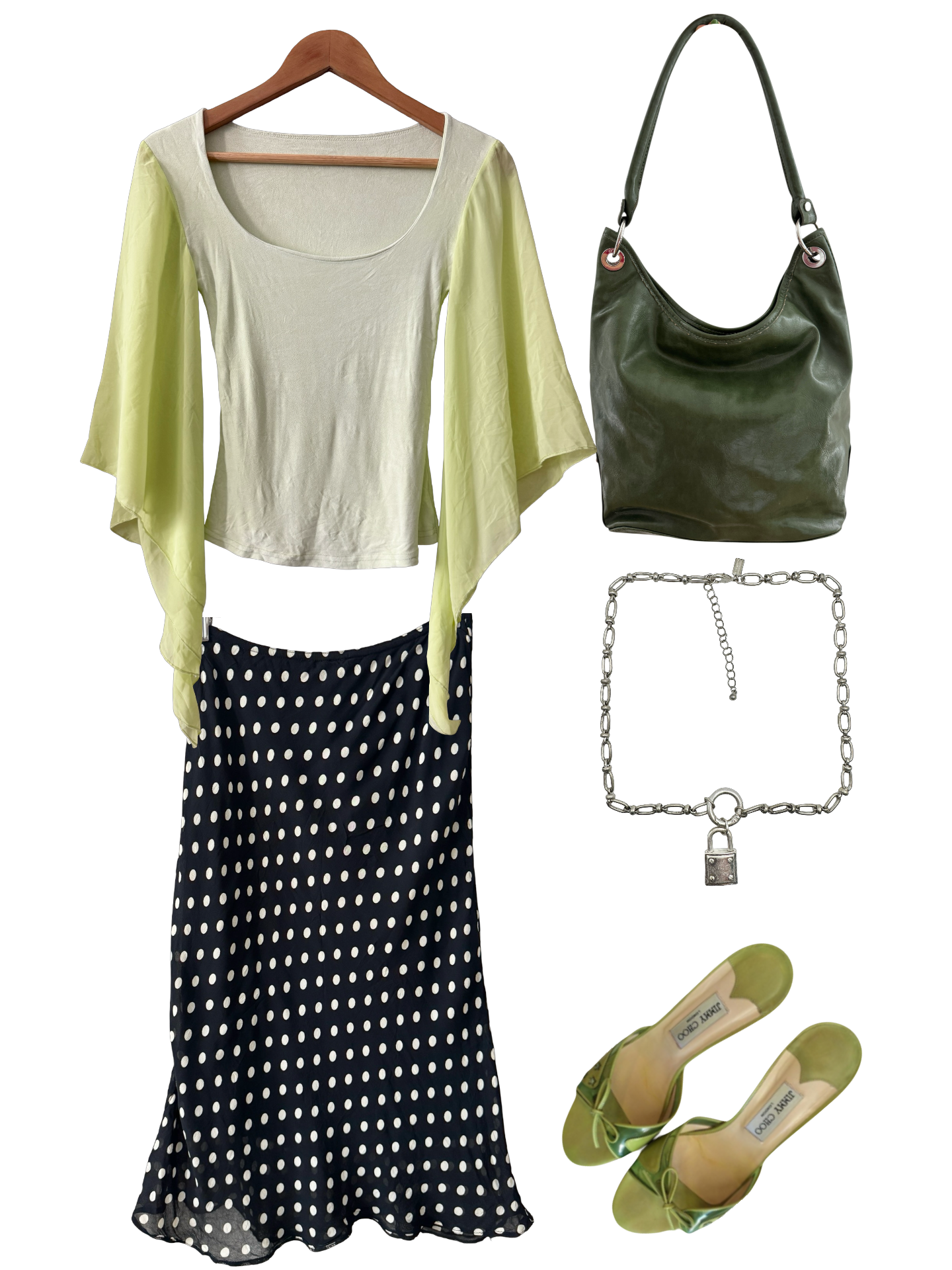 Vintage Y2K Lime Sorbet Flared Sleeve Indie Top (S/M)