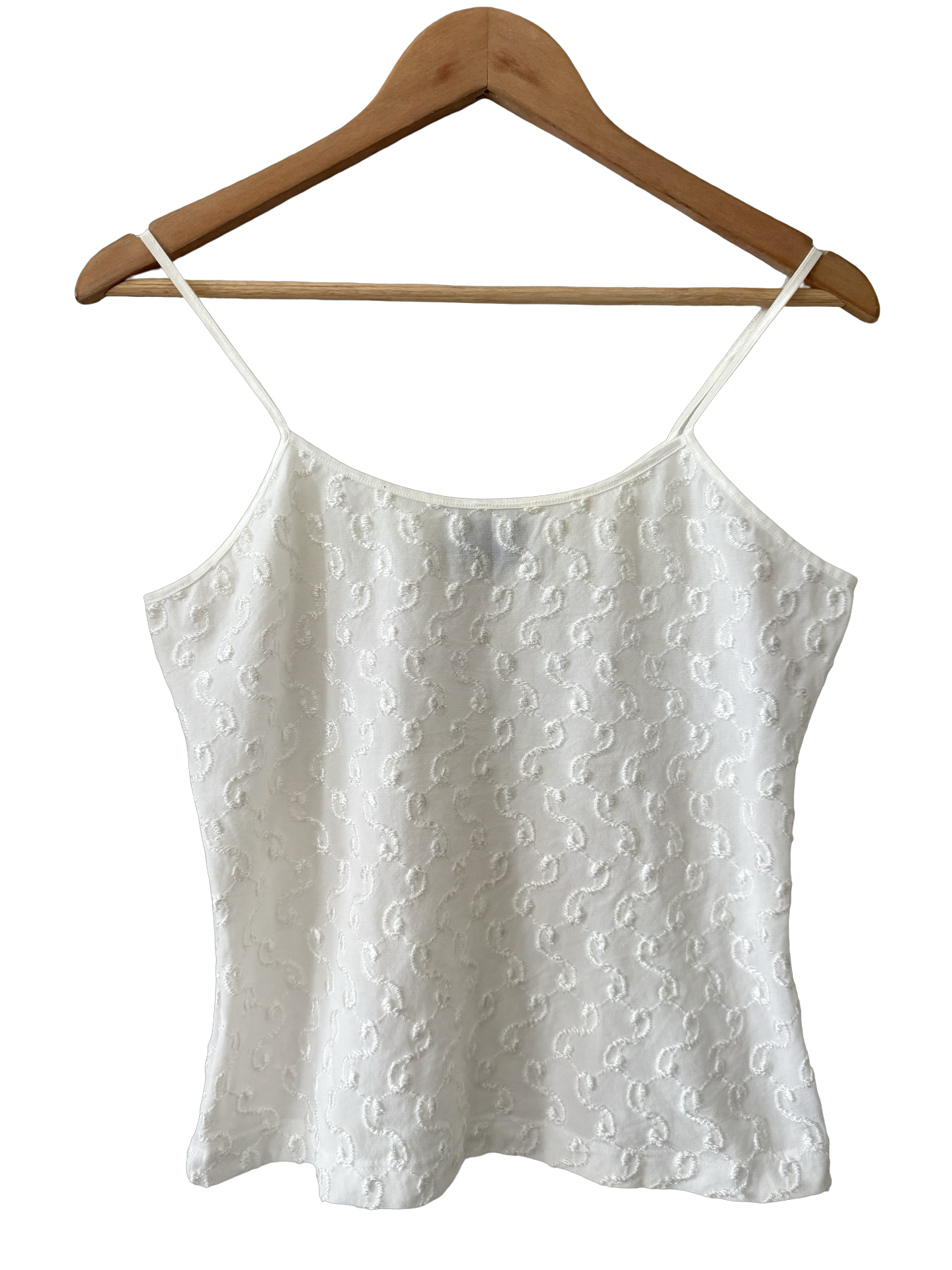 Vintage 90s Dainty Ivory Embroidered Mesh Cami (M)