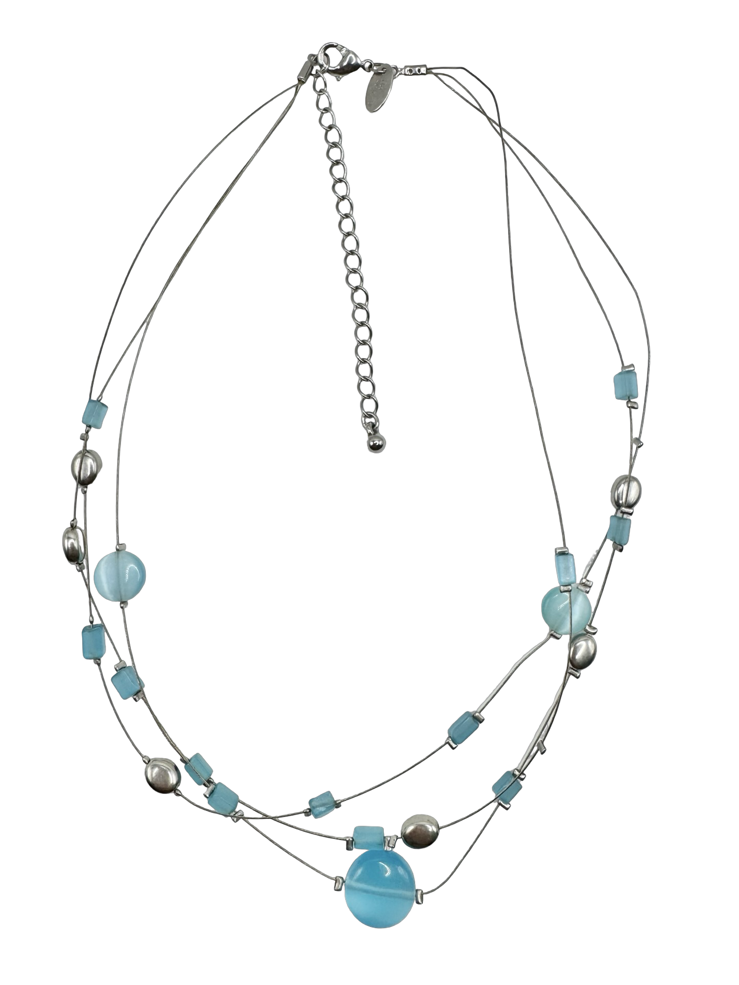 Vintage Aqua Multi-Strand Beaded Necklace