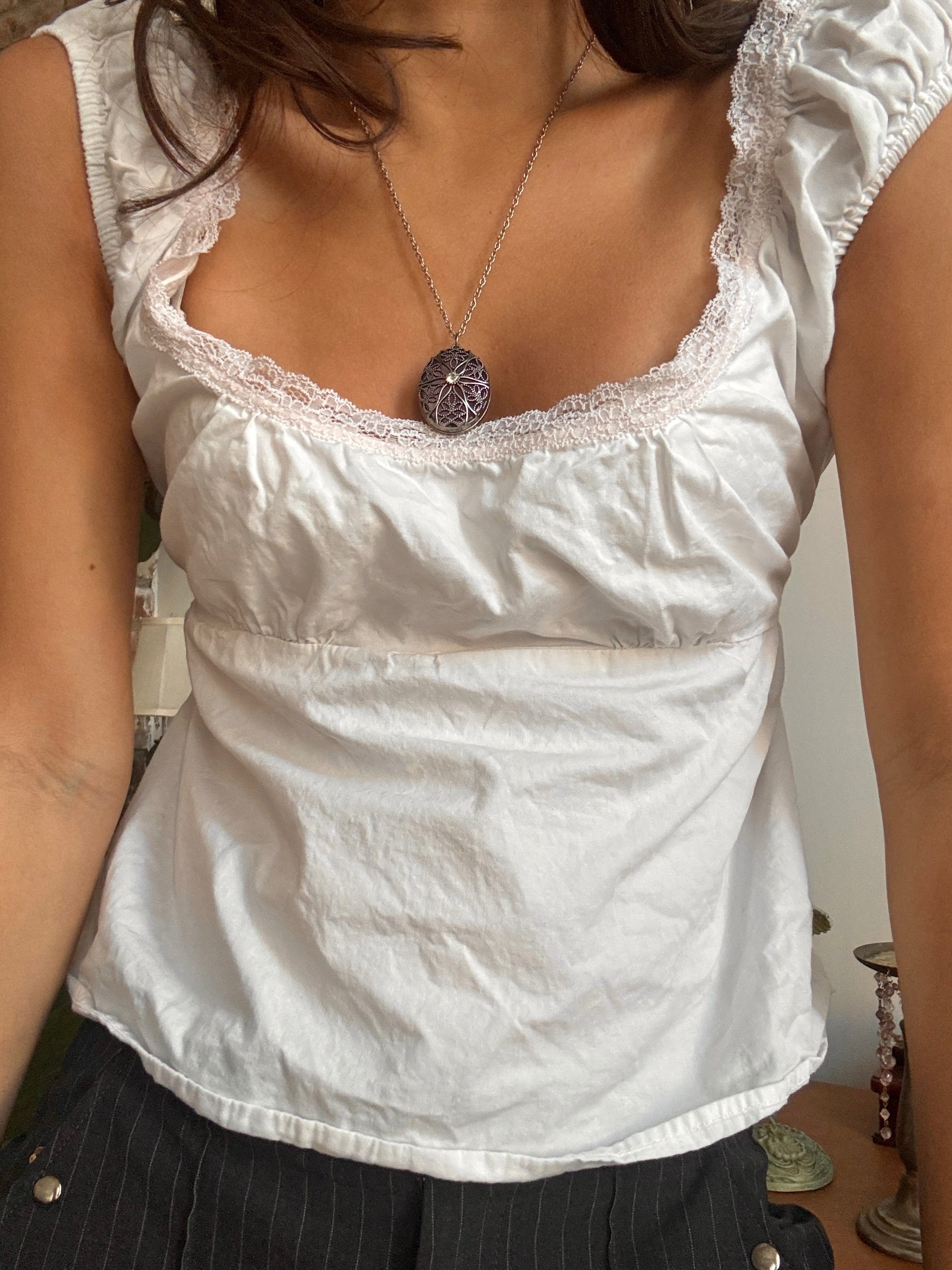 Vintage 90s Plum Filigree Heirloom Pendant Necklace