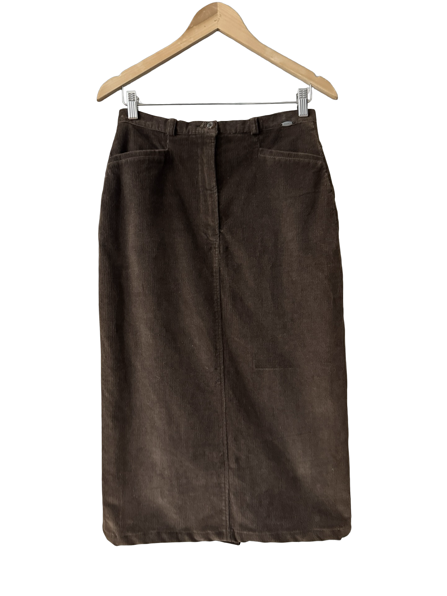 Vintage Y2K Chocolate Minimal Midi Skirt (S/M)