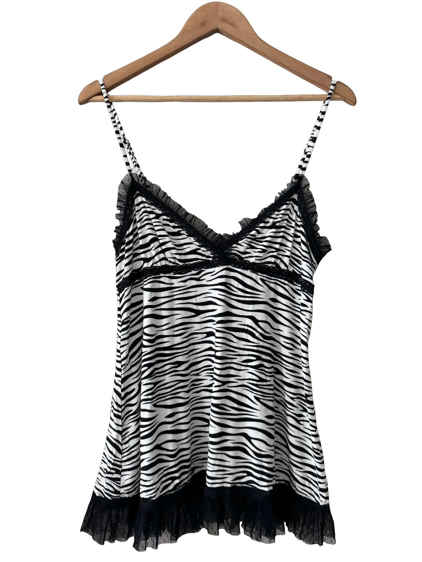 Vintage Y2K Wild Thing Zebra Tulle Cami (L)