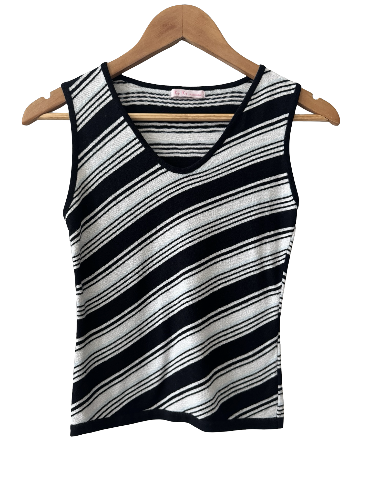 Vintage Y2K Black & White Striped Knit Tank (XS/S)