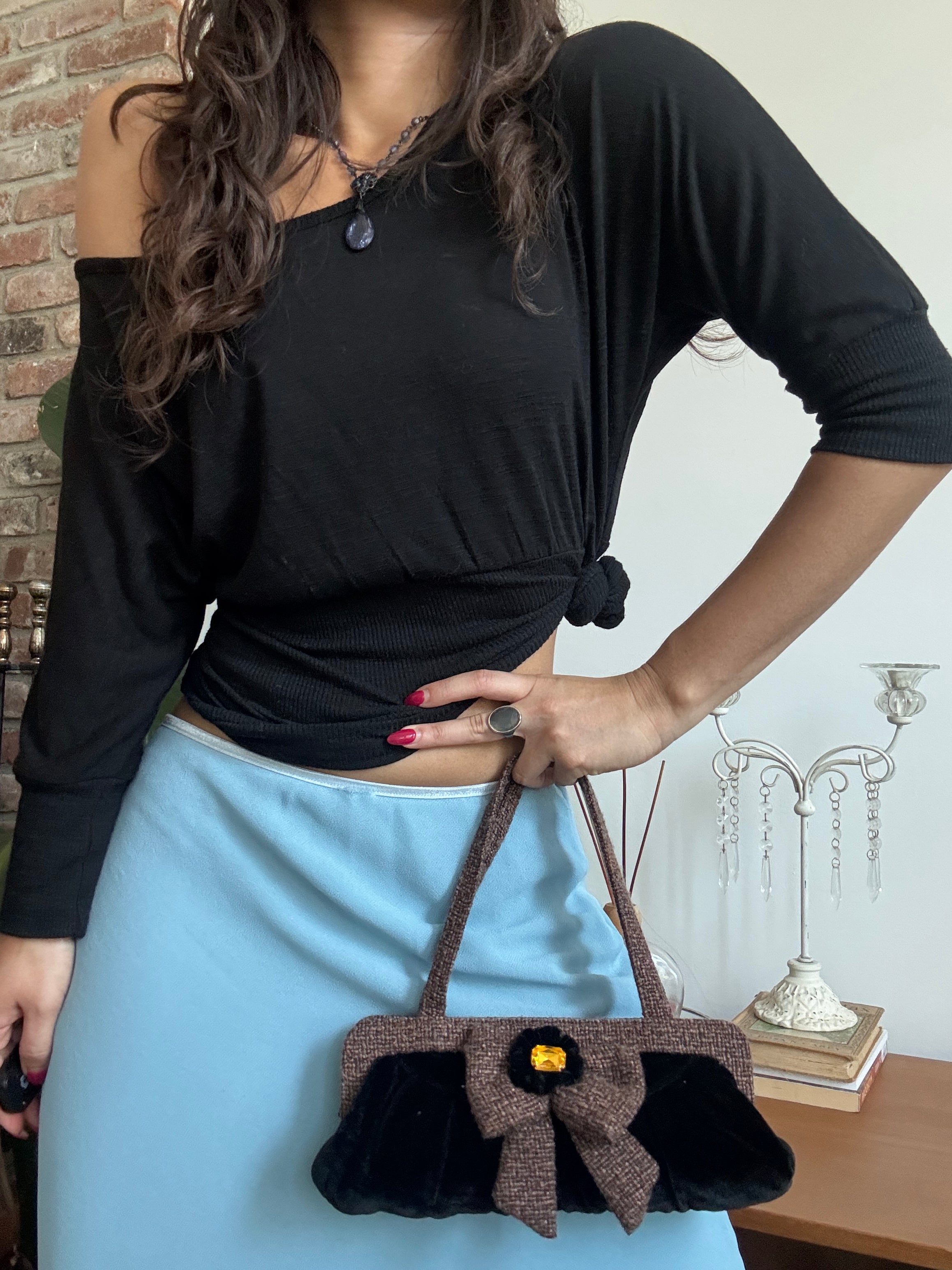 Vintage Y2K Coquette Bow Jewel Handbag