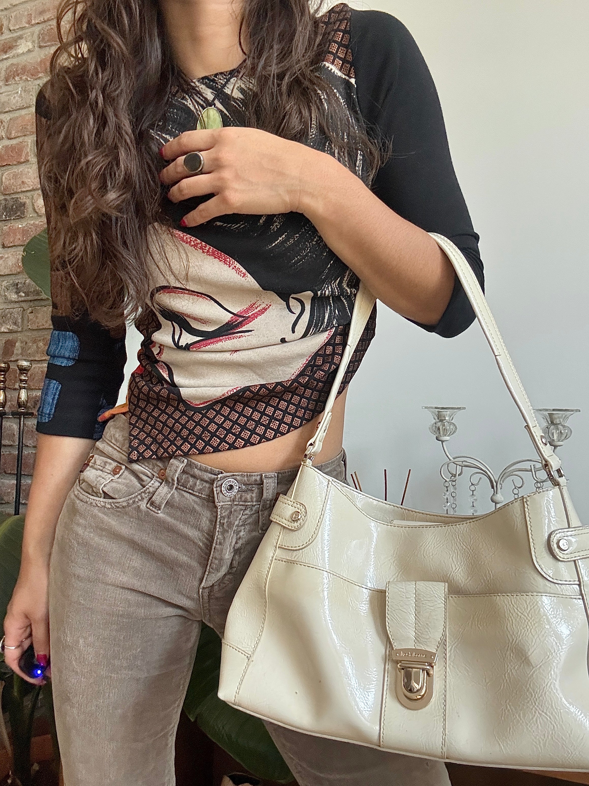 Vintage Y2K Liz Claiborne Vanilla Patent Bag