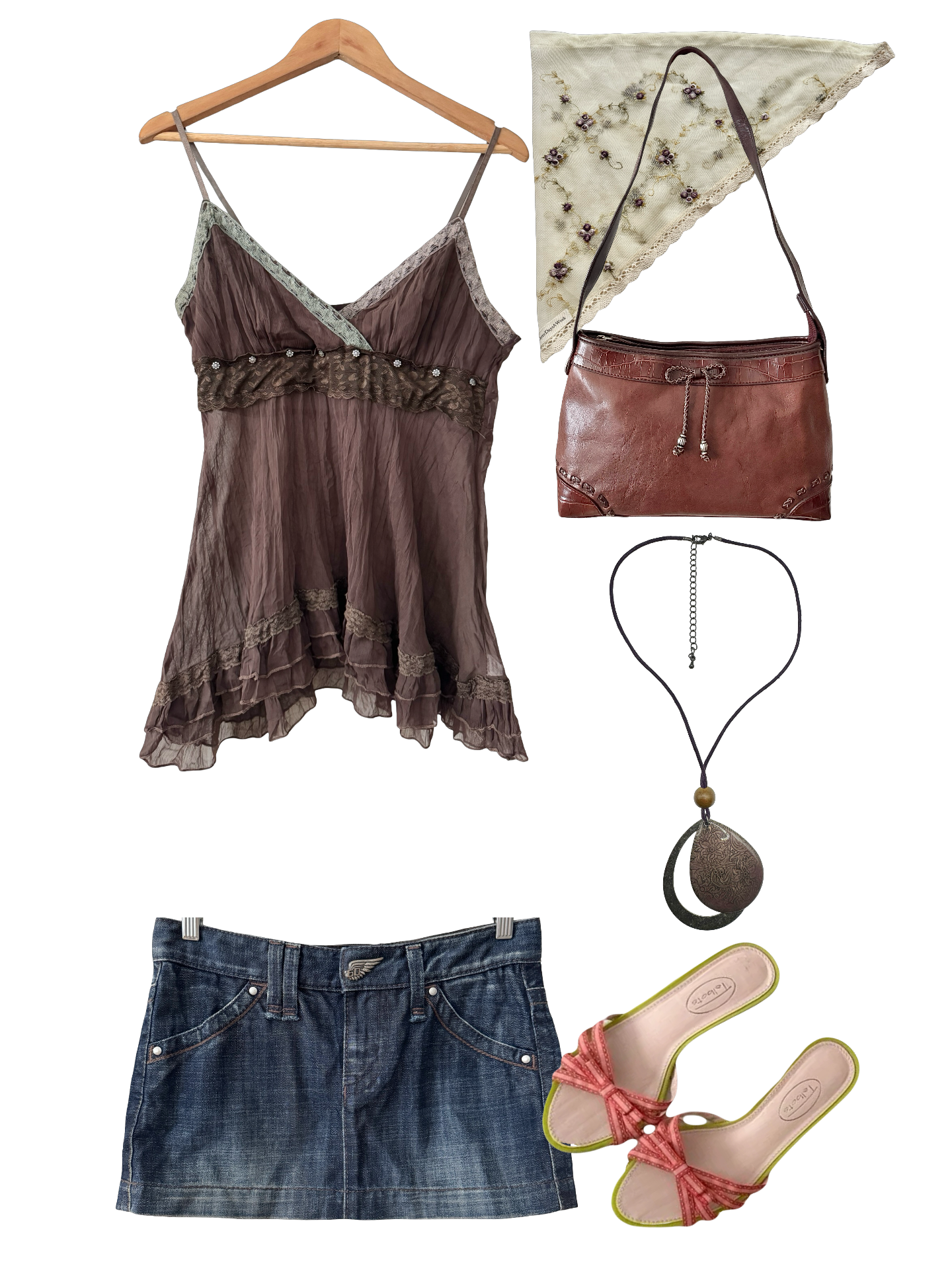 Vintage Y2K Mocha Fairy Lace Cami (L)