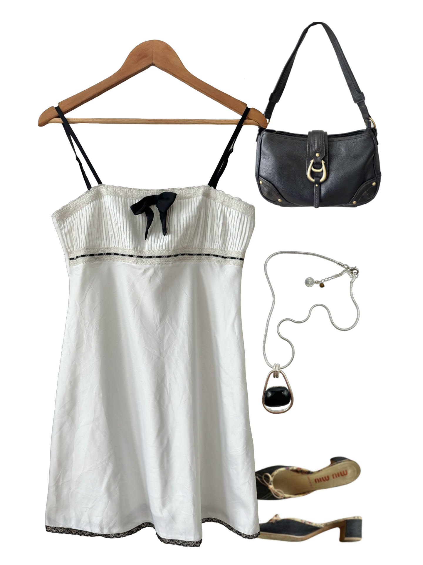 Vintage Y2K Tuxedo Bow Mini Dress (M)