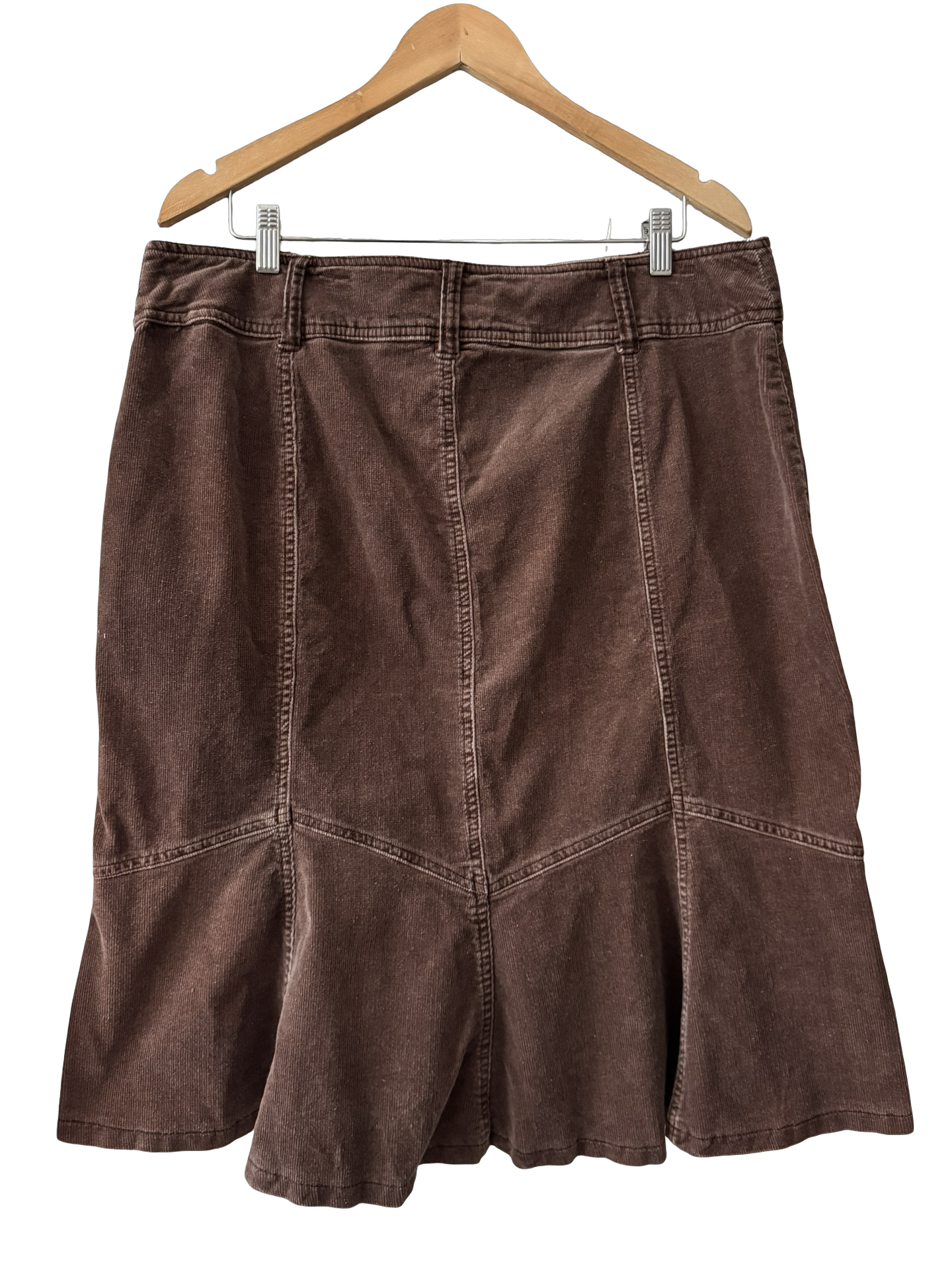 Vintage Y2K Chocolate Corduroy Mermaid Midi Skirt (M/L)