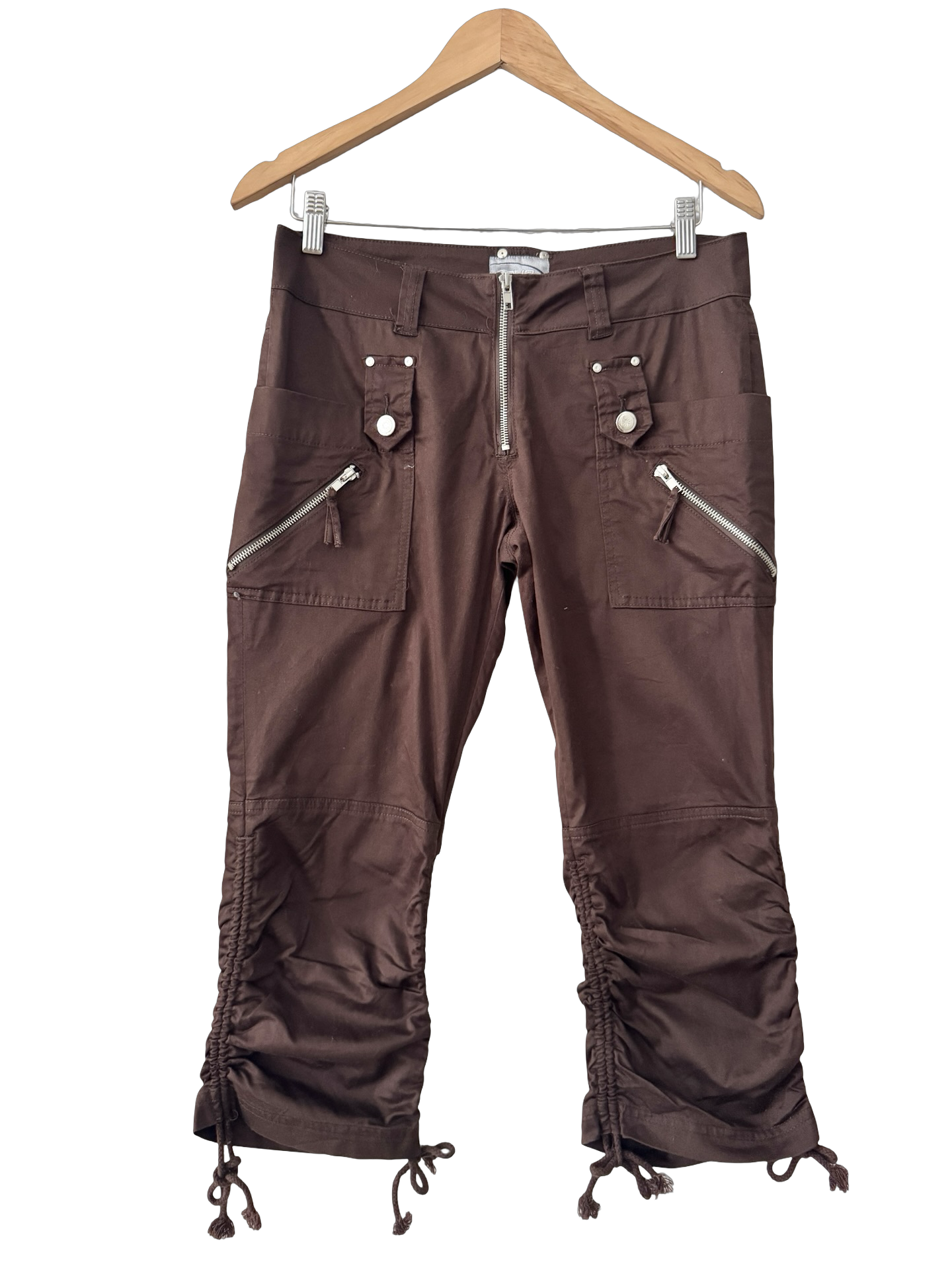 Vintage 90s Rave Chocolate Zip Pocket Cargo Capris (M)