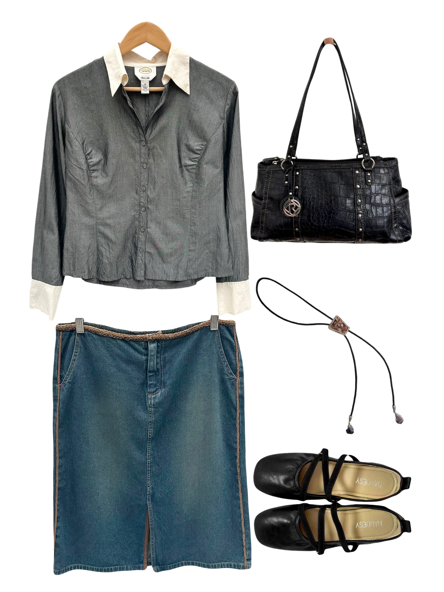 Vintage Y2K Contrast Collared Button Up (M)