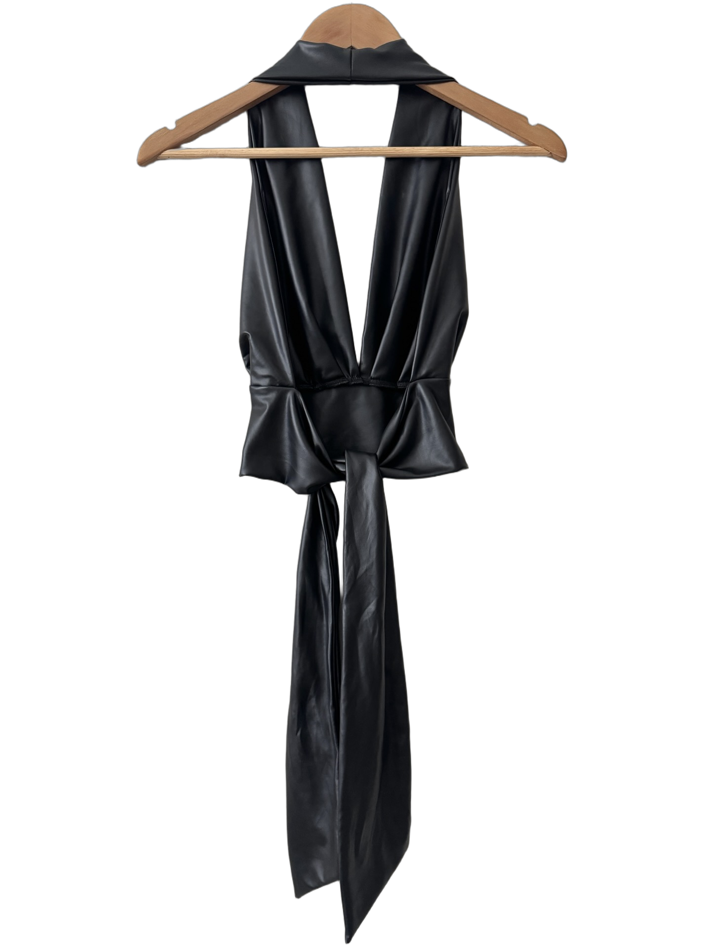 Vintage Midnight Faux Leather Halter Top (S/M)