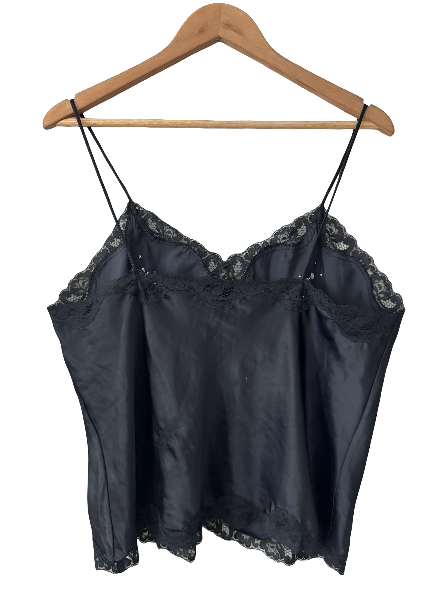 Vintage 80s Black Embroidered Lace  Camisole (L)