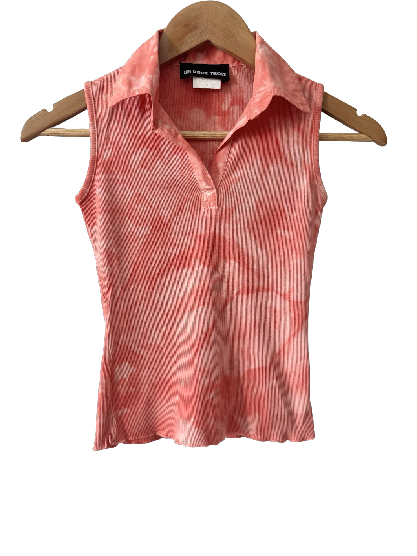 Vintage Peach Sorbet Tie-Dye Polo Tank (S)