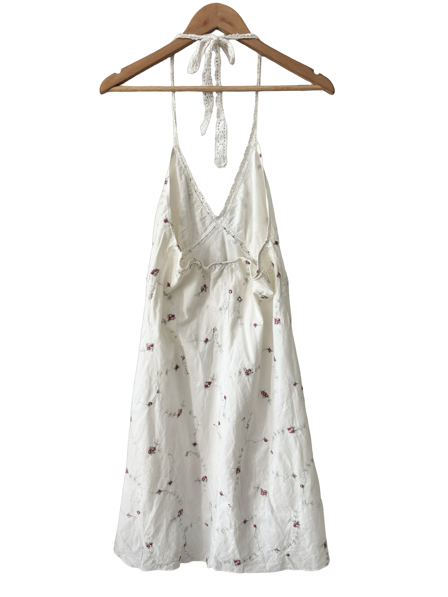 Vintage 90s Wildflower Lace Halter Midi Dress (M/L)