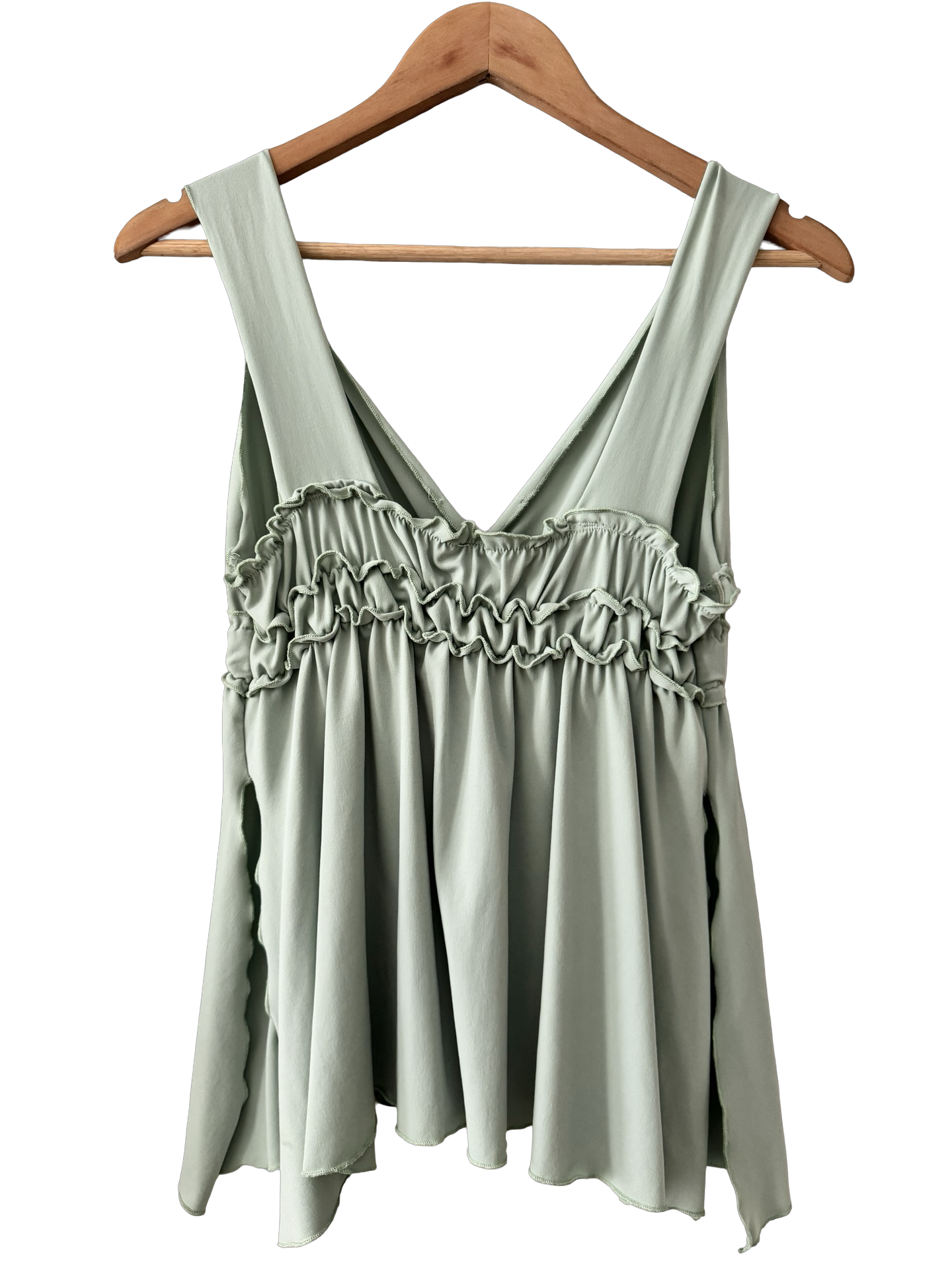 Vintage 90s Pistachio Ruffle Babydoll Top (M/L)