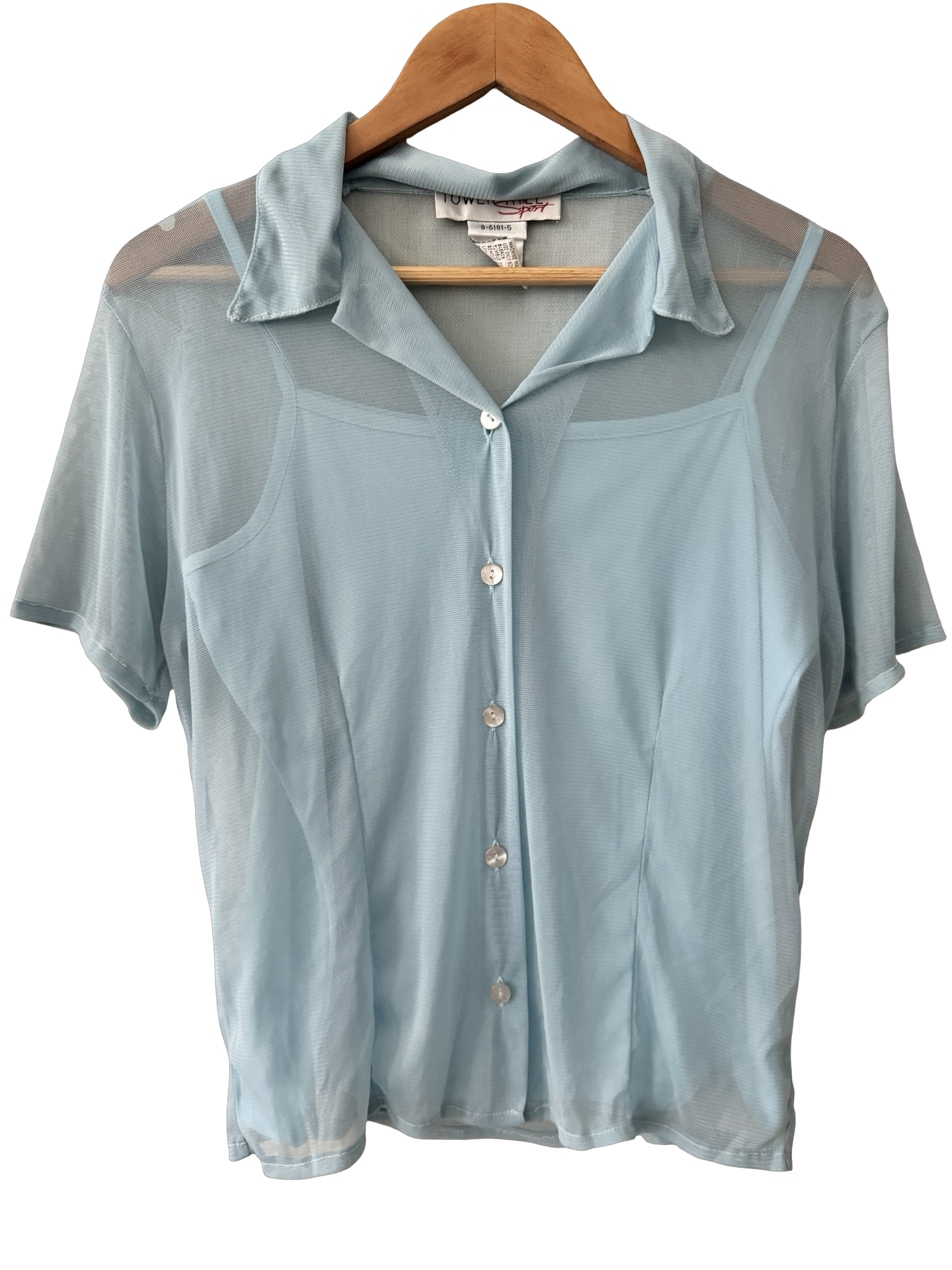 Vintage 80s Layered Aqua Mesh Top Set (L)