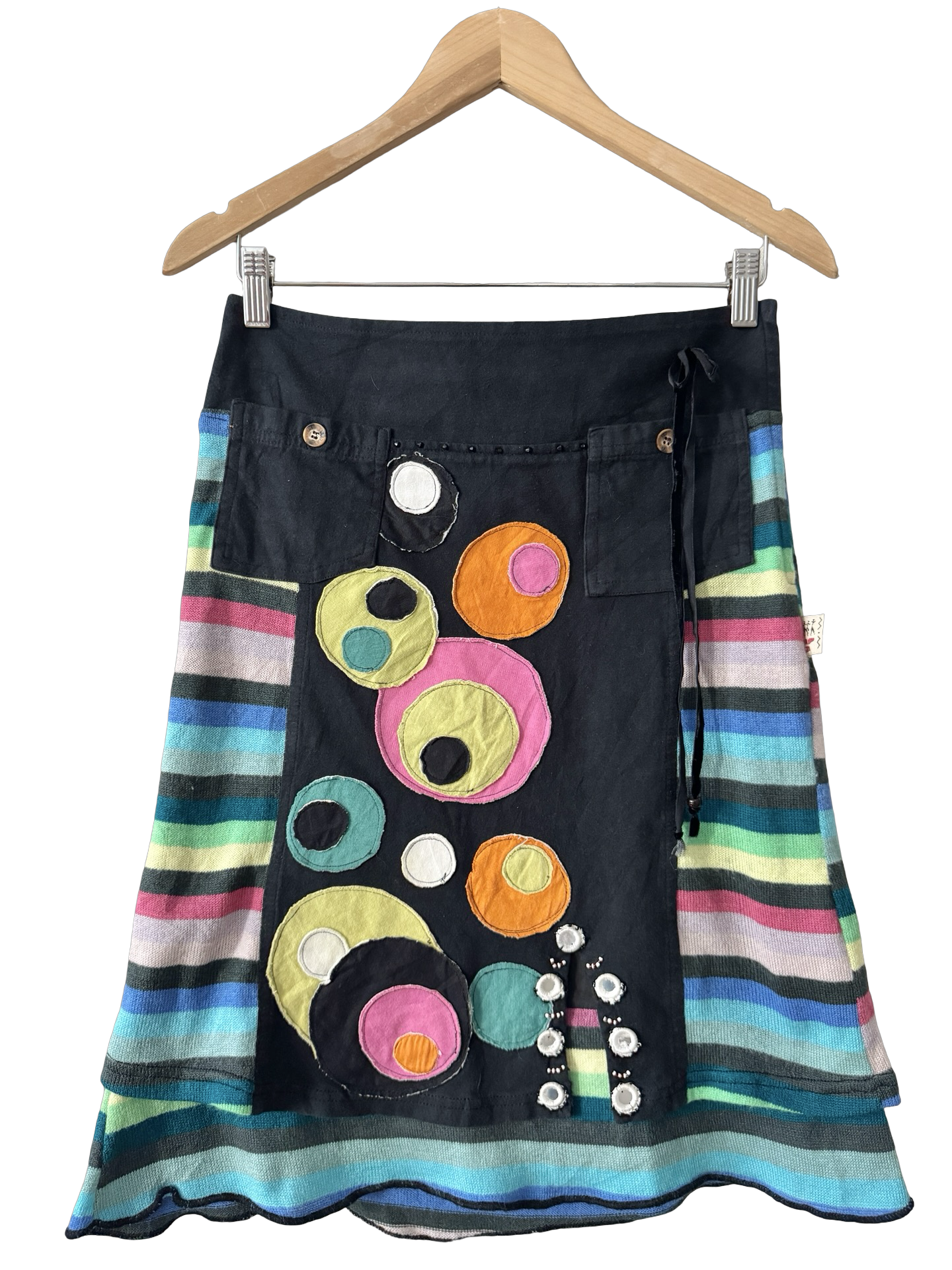Vintage Y2K Indie Spanish Mixed Media Midi Skirt (S)