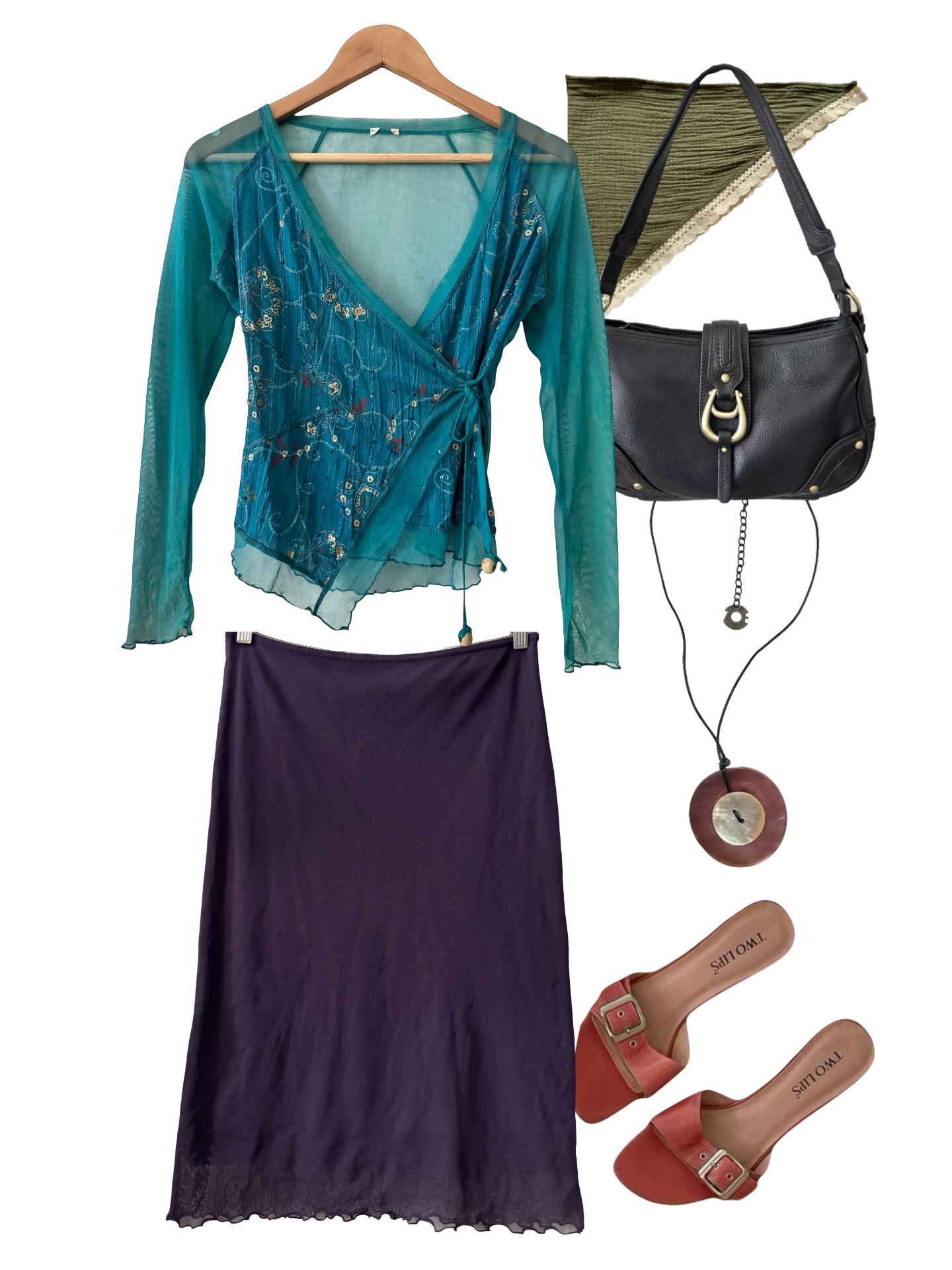 Vintage Y2K Mediterranean Nights Embellished Wrap Top (S/M)