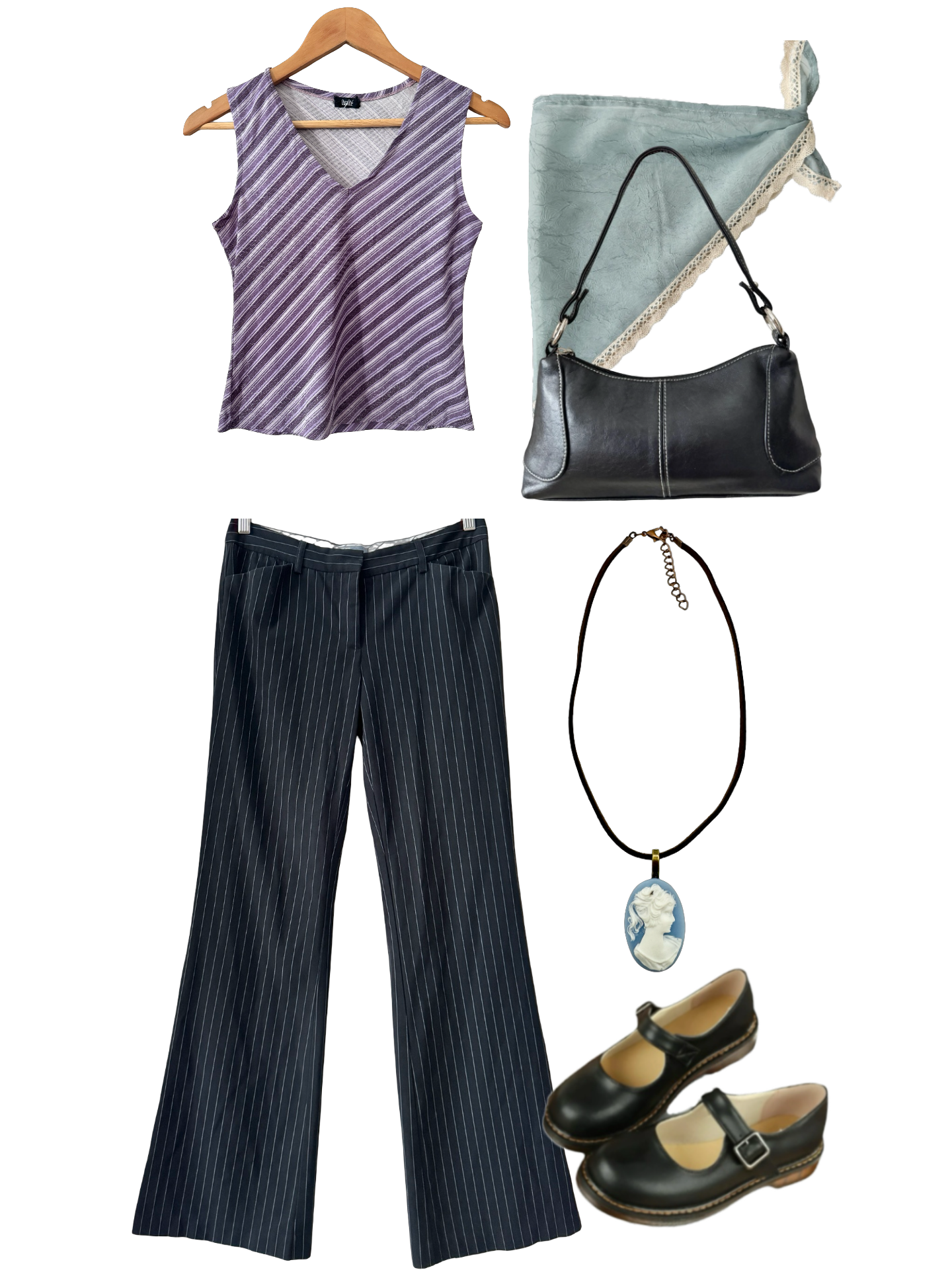 Vintage Y2K Purple Diagonal Stripe Top (S)