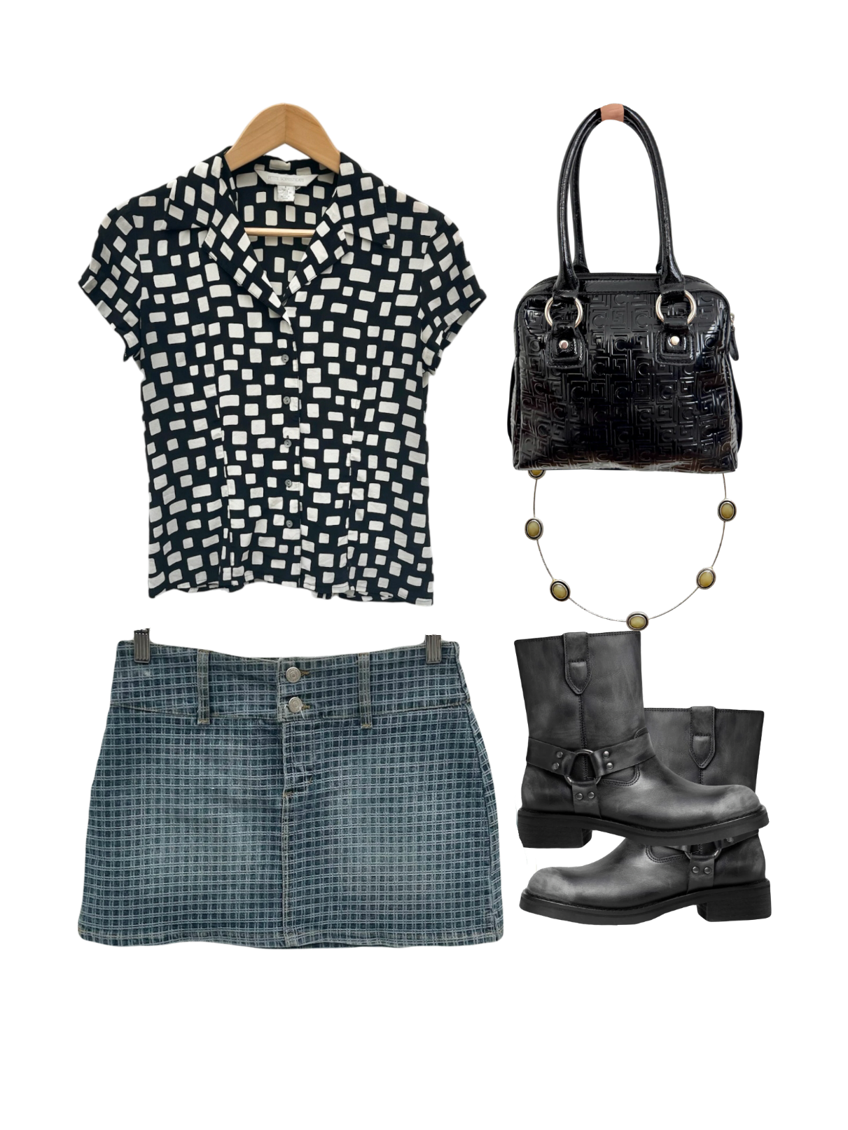 Vintage 90s Dotted Silk Short Sleeve (S/M)