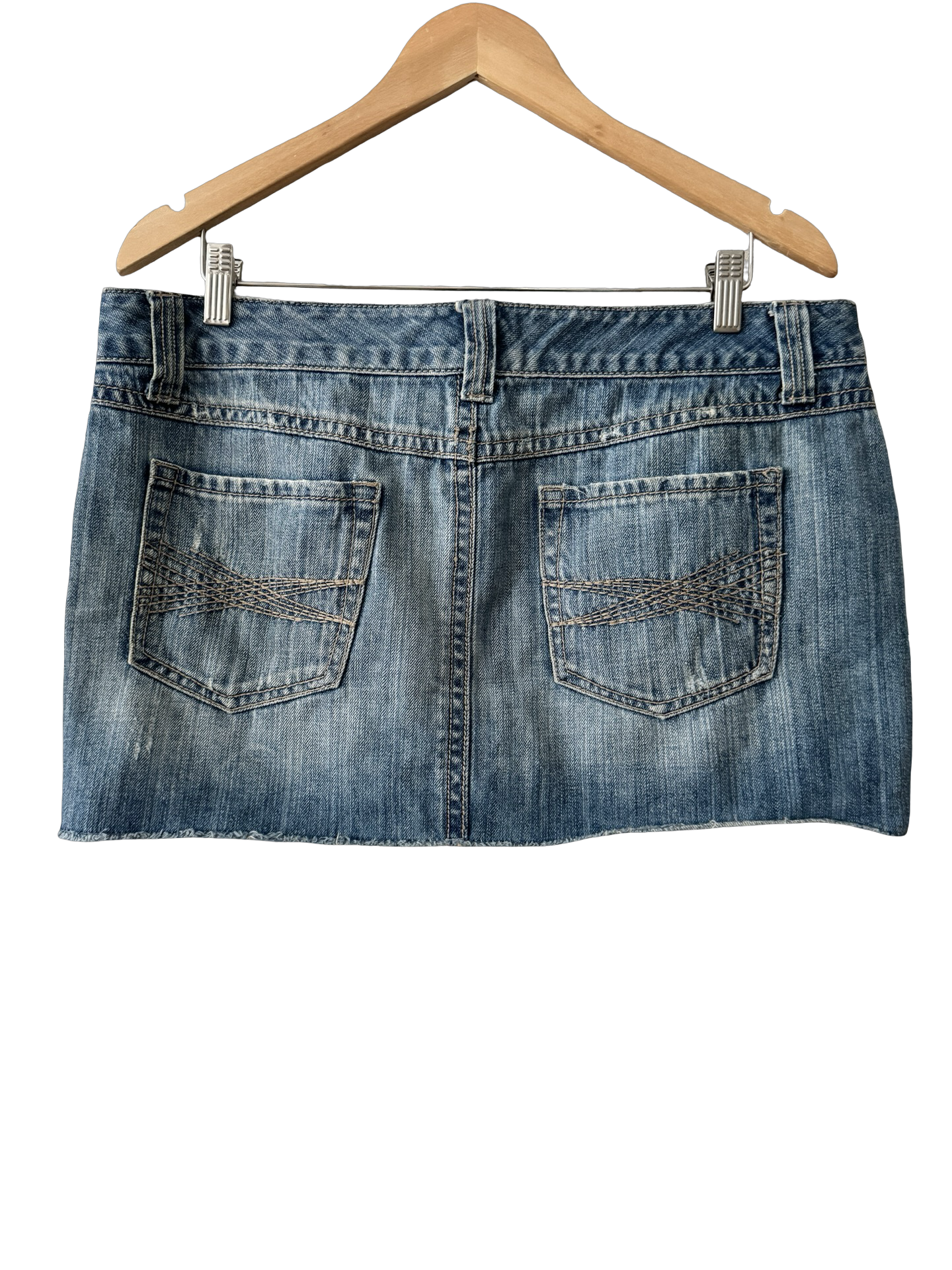 Vintage Y2K Faded Blue Denim Mini Skirt (L)
