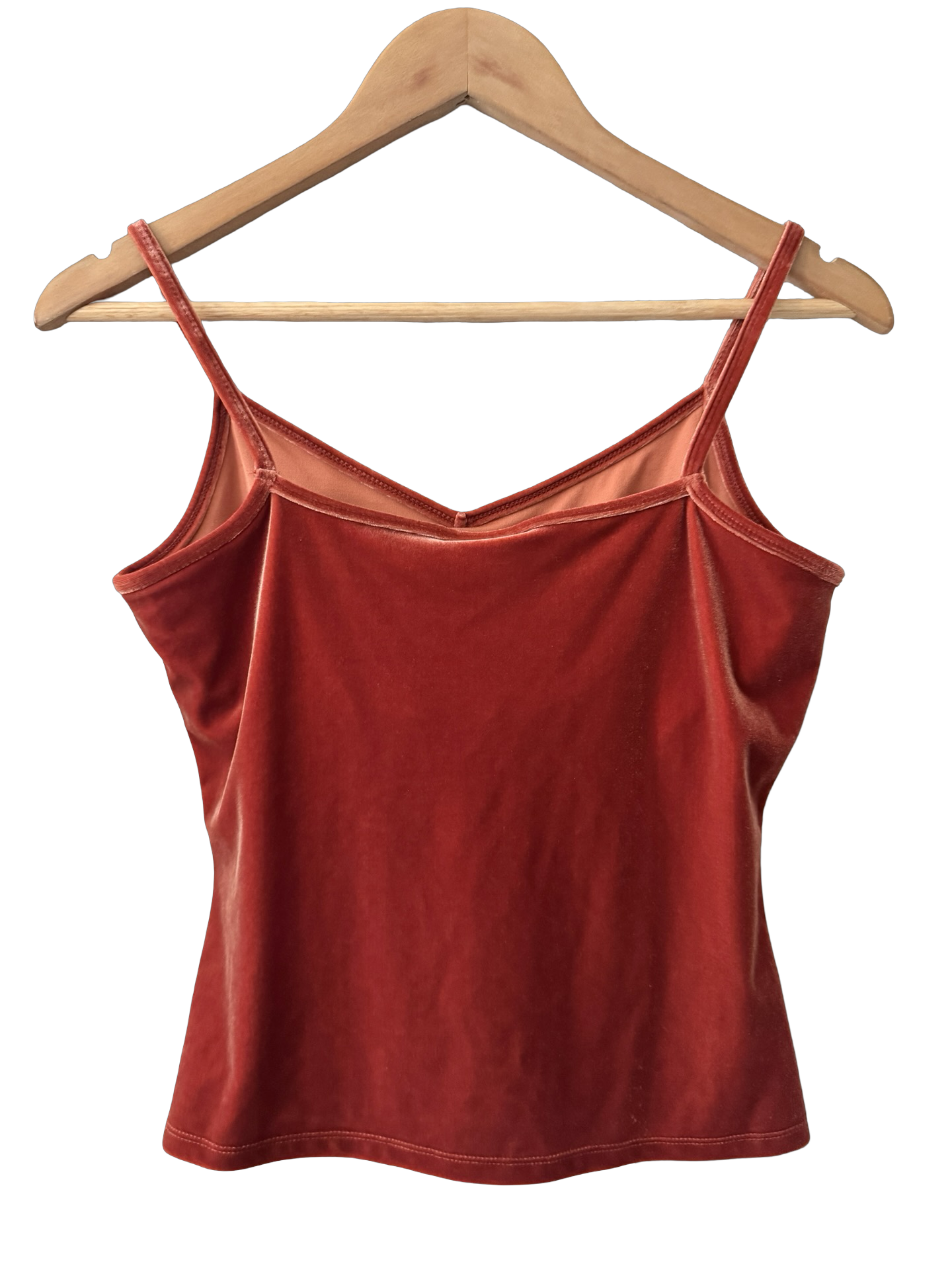 Vintage Y2K Burnt Orange Velvet Ruched Tank (S/M)