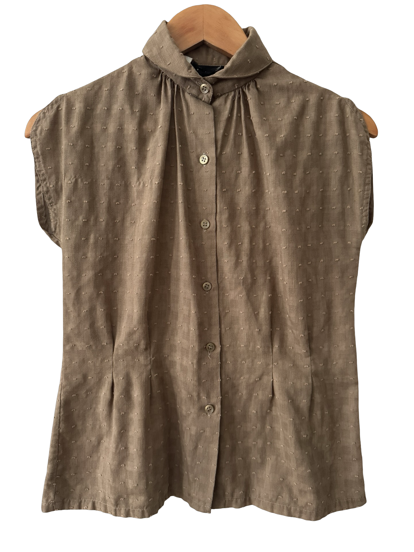 Vintage 60s Toffee Short Sleeve Blouse (M)
