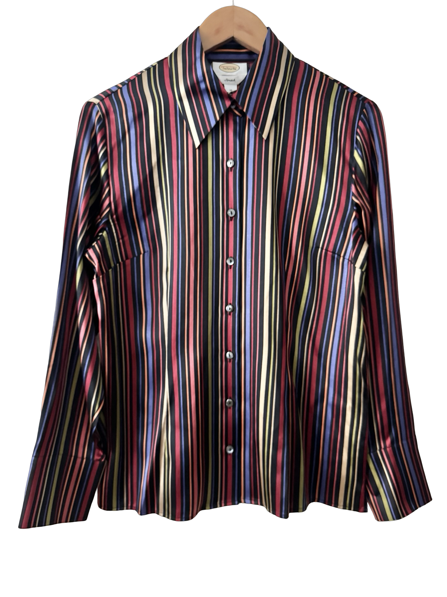 Vintage Y2K Retro Stripe Silk Stretch Top (M)